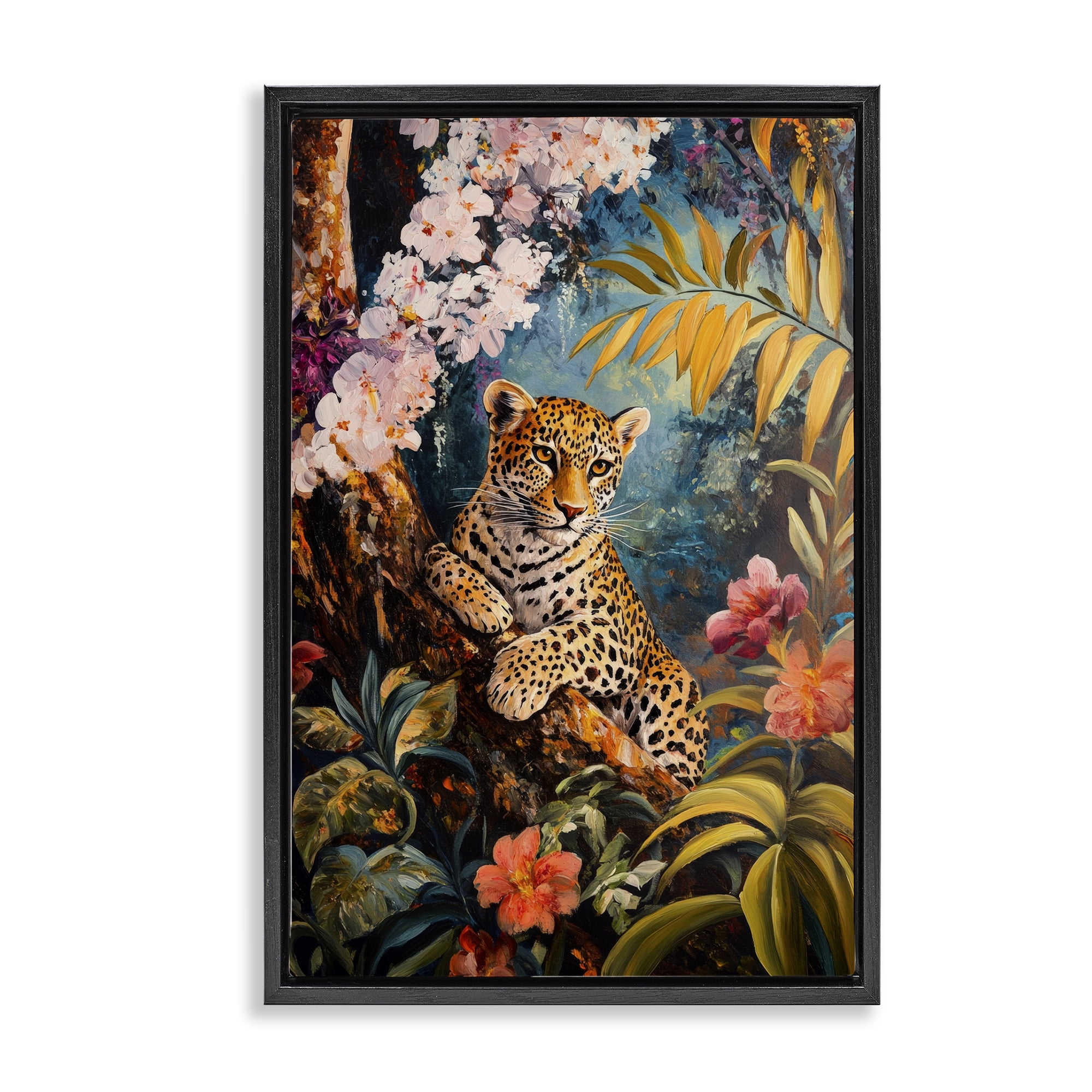 Stupell Industries On The Wild Side Botanicals Black Framed Floater Canvas Wall Art, design by Petal Prints Design