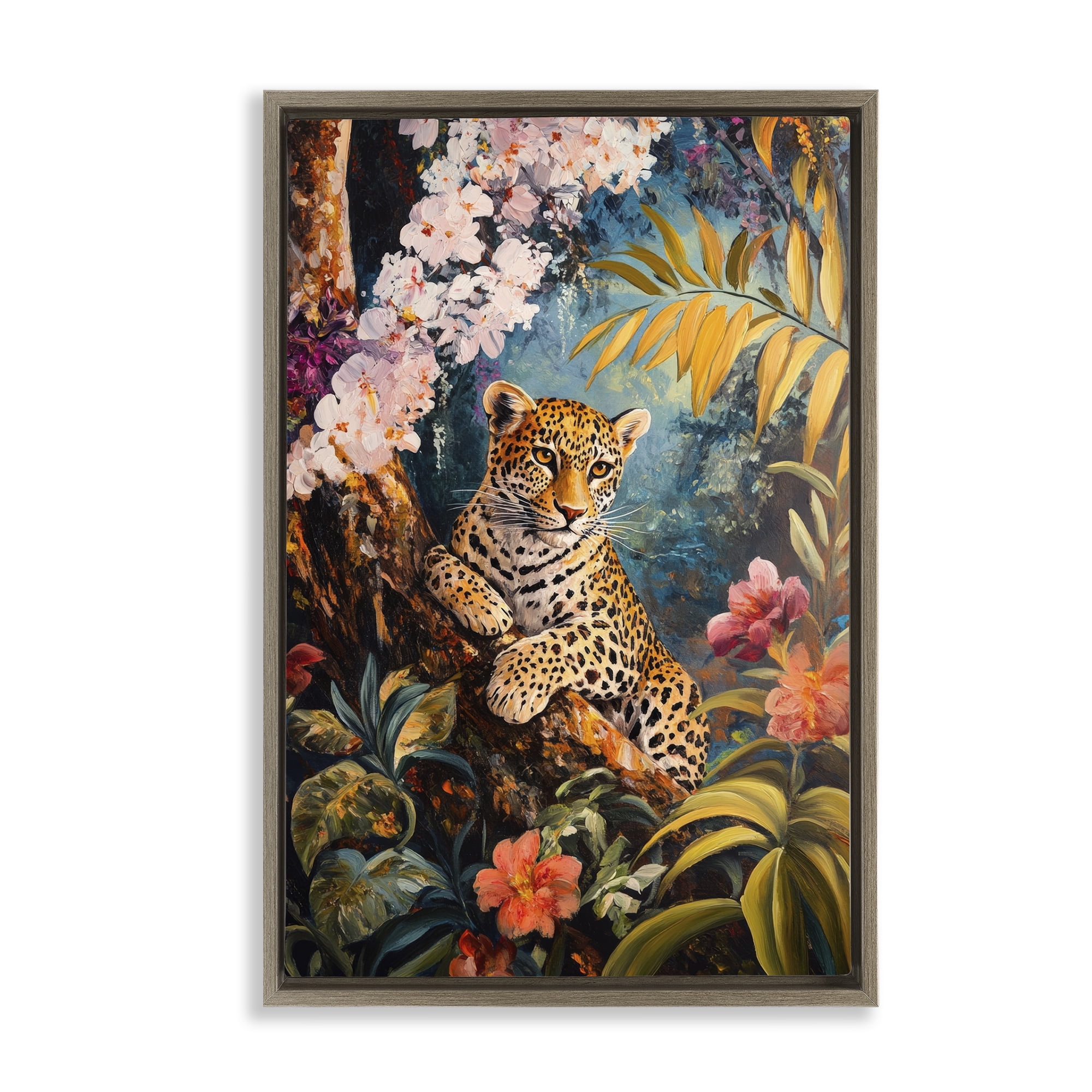 Stupell Industries On The Wild Side Botanicals Brown Framed Floater Canvas Wall Art, design by Petal Prints Design
