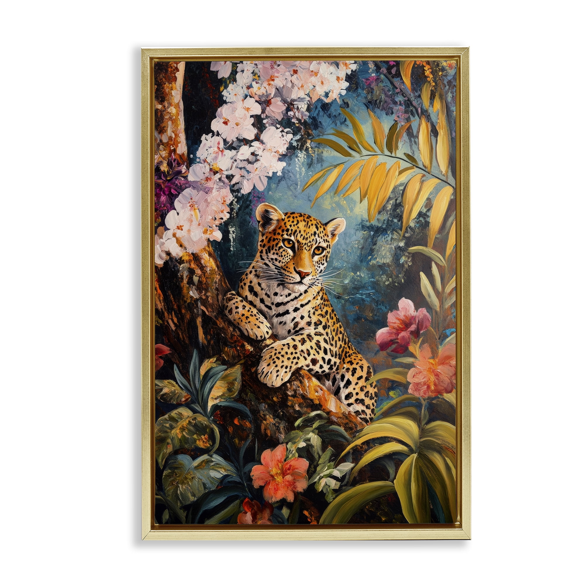Stupell Industries On The Wild Side Botanicals Gold Framed Floater Canvas Wall Art, design by Petal Prints Design