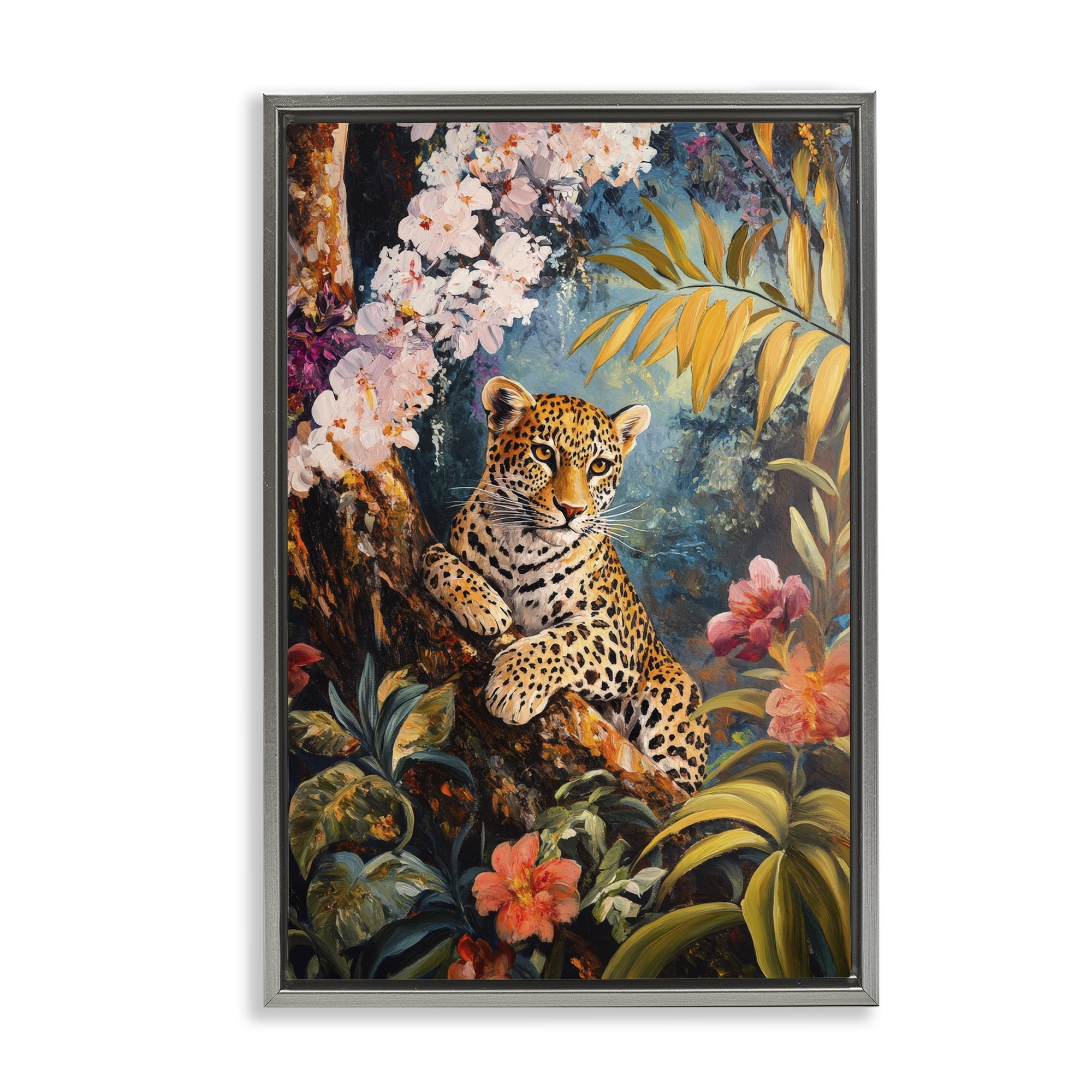 Stupell Industries On The Wild Side Botanicals Gray Framed Floater Canvas Wall Art, design by Petal Prints Design