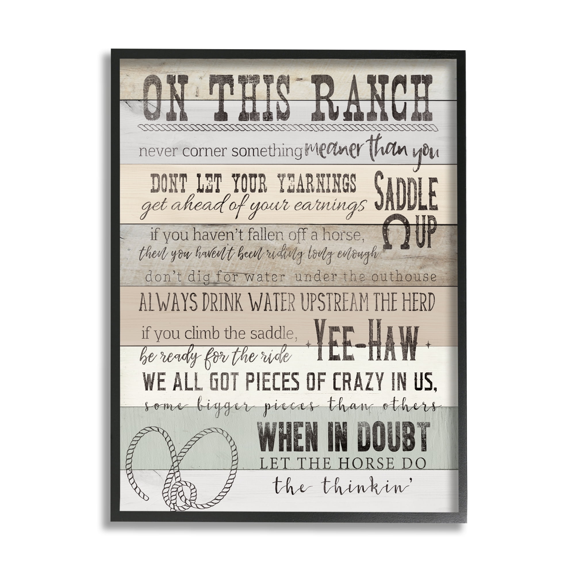 Stupell Industries On This Ranch Rules Typography Painting Black Framed Art Print Wall Art, 16 x 20