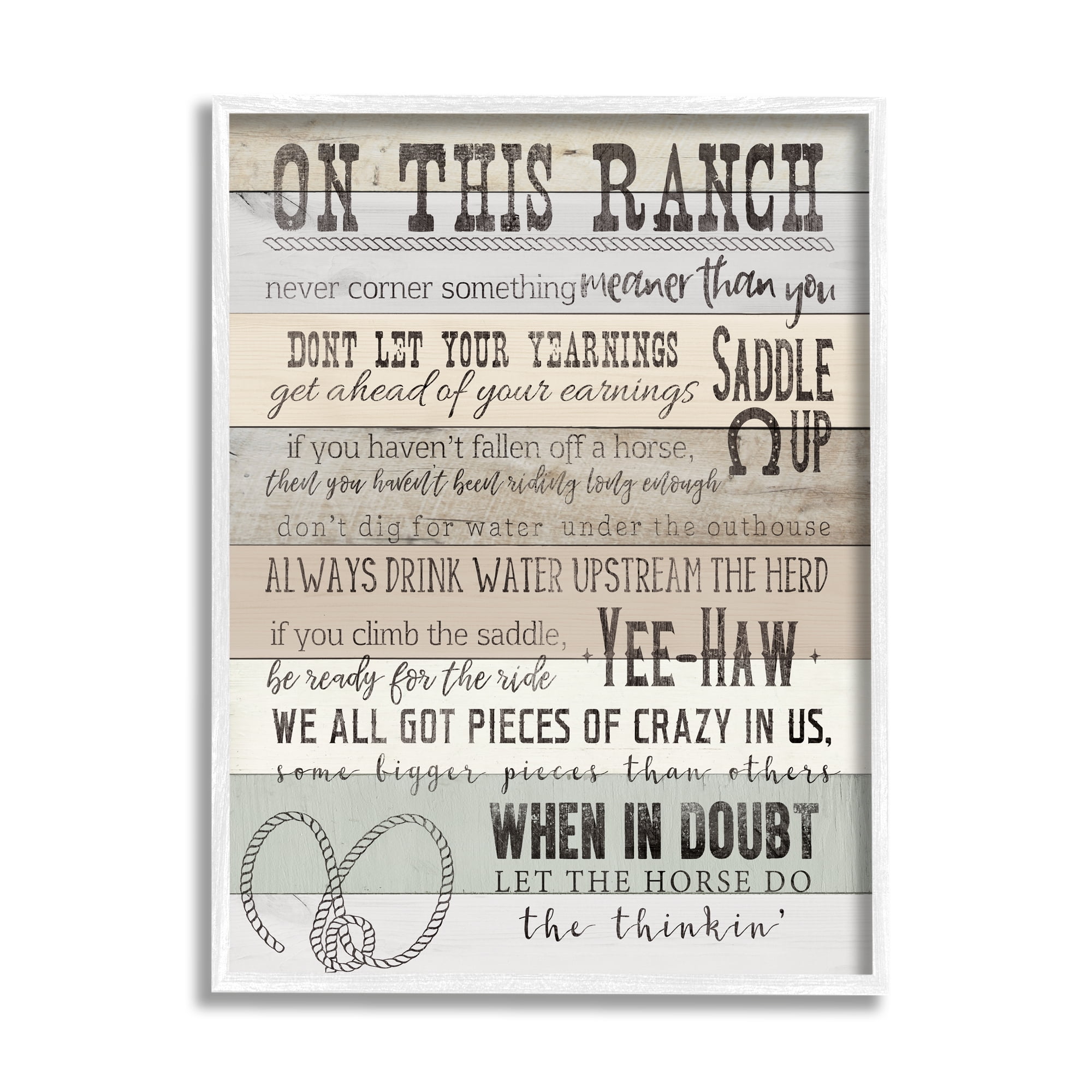 Stupell Industries On This Ranch Rules Typography Painting White Framed Art Print Wall Art, 24 x 30