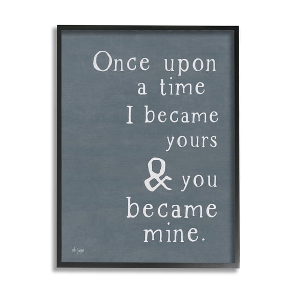 Stupell Industries Once Upon A Time Romantic Couple Loving Quote Graphic Art Black Framed Art Print Wall Art, Design by Jaxn Blvd.