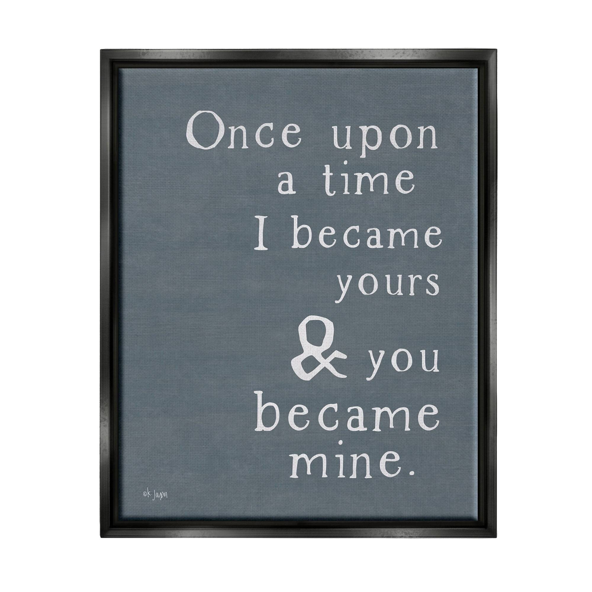 Stupell Industries Once Upon A Time Romantic Couple Loving Quote Graphic Art Jet Black Floating Framed Canvas Print Wall Art, Design by Jaxn Blvd.