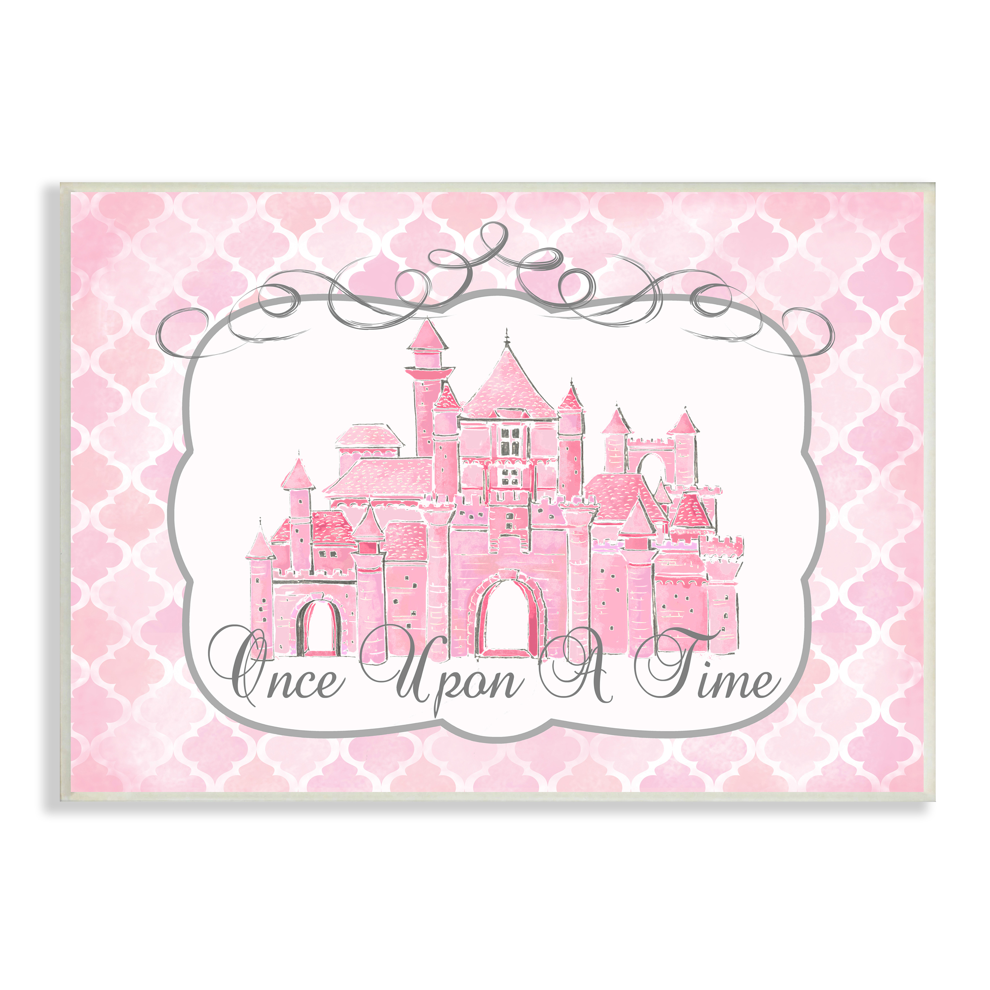 Stupell Industries Once Upon a Time Pink Water Color Castle Art for Kids Painting Unframed Art Print Wall Art, 13 x 19