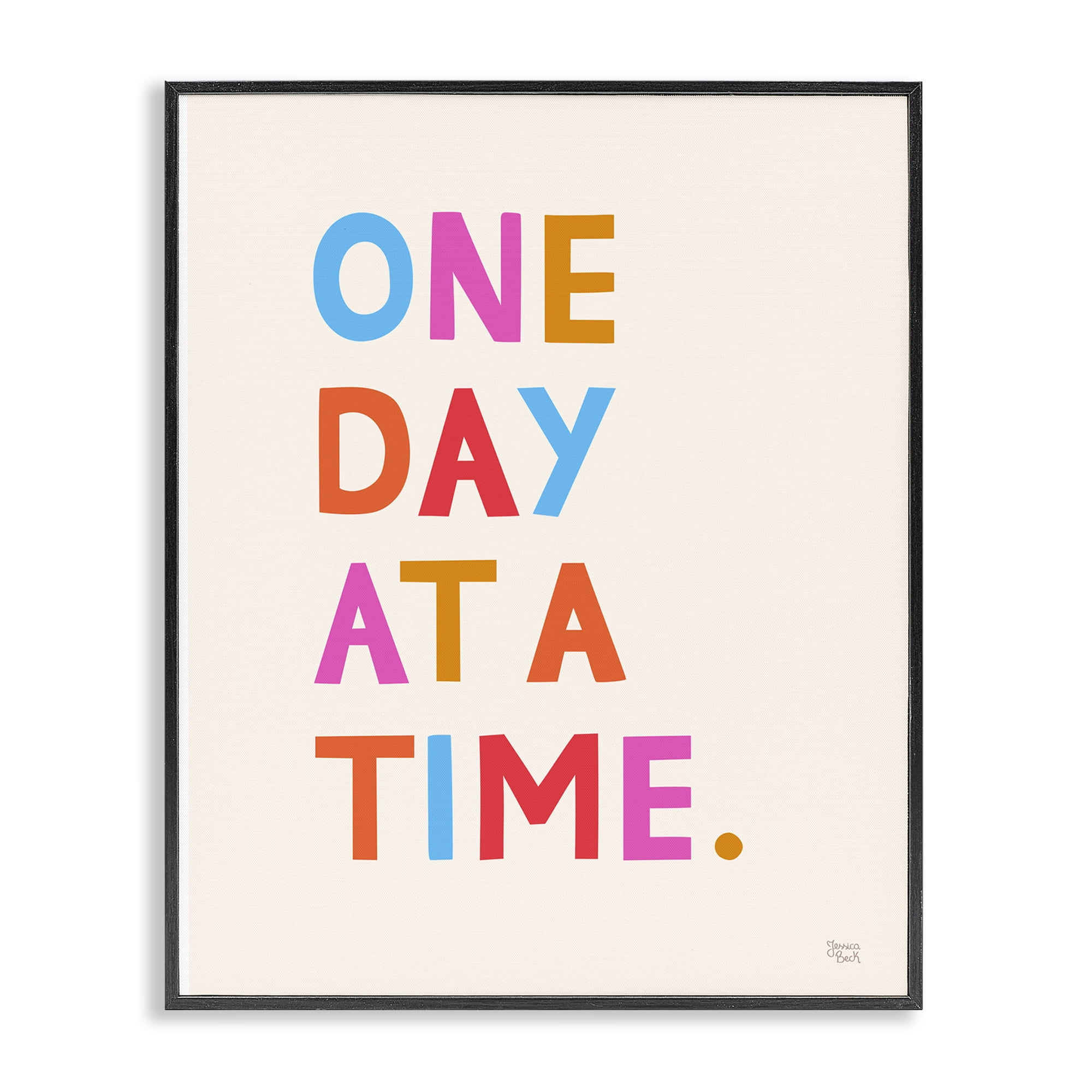 Stupell Industries One Day At A Time Text & Numbers Painting Black Framed Art Print Wall Art, 11 x 14