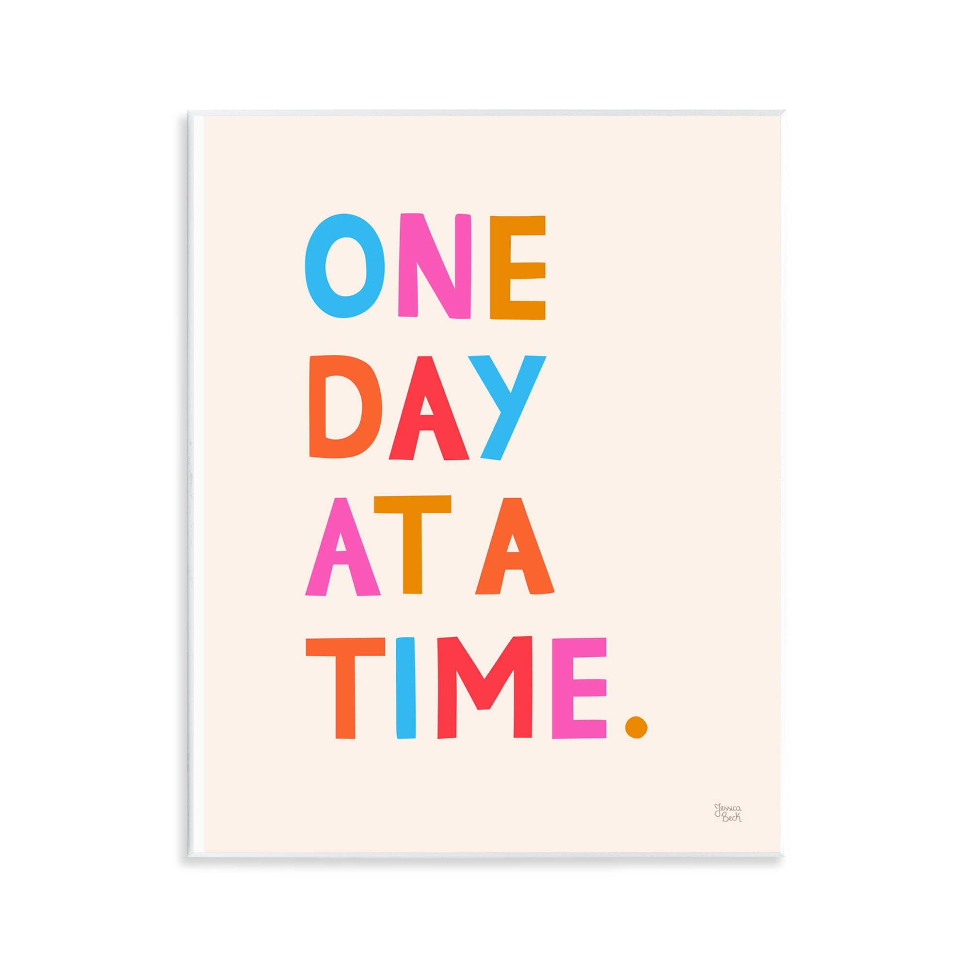 Stupell Industries One Day At A Time Text & Numbers Painting Unframed Art Print Wall Art, 11 x 14