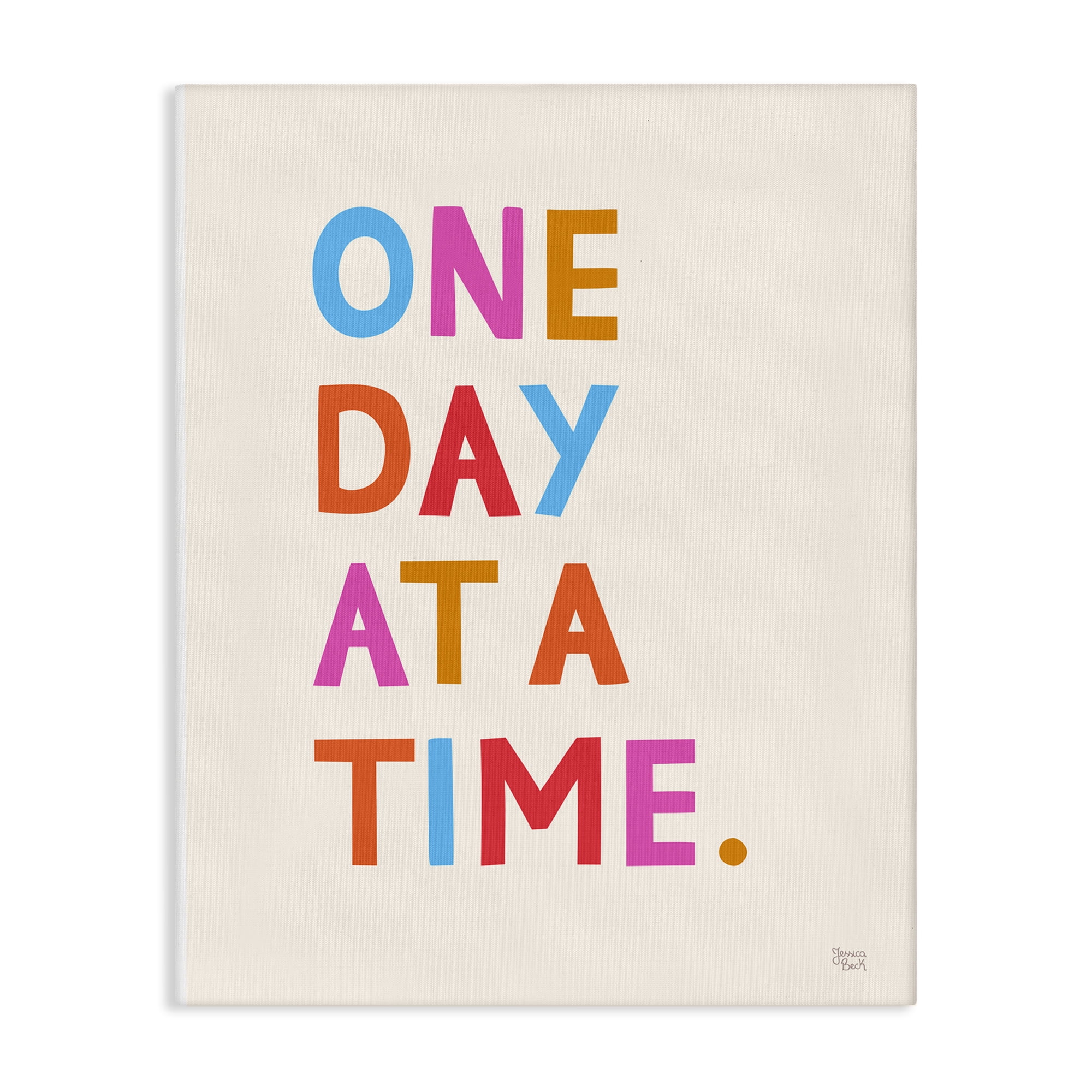Stupell Industries One Day At A Time Text & Numbers Painting Wrapped Canvas Art Print Wall Art, 24 x 30