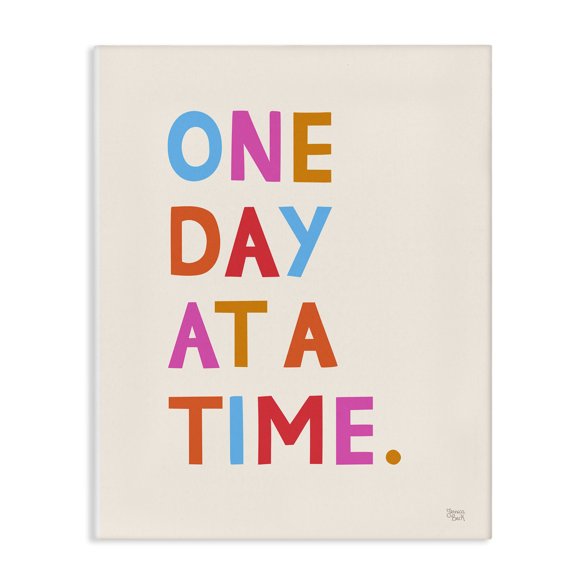 Stupell Industries One Day At A Time Text & Numbers Painting Wrapped Canvas Art Print Wall Art, 30 x 40