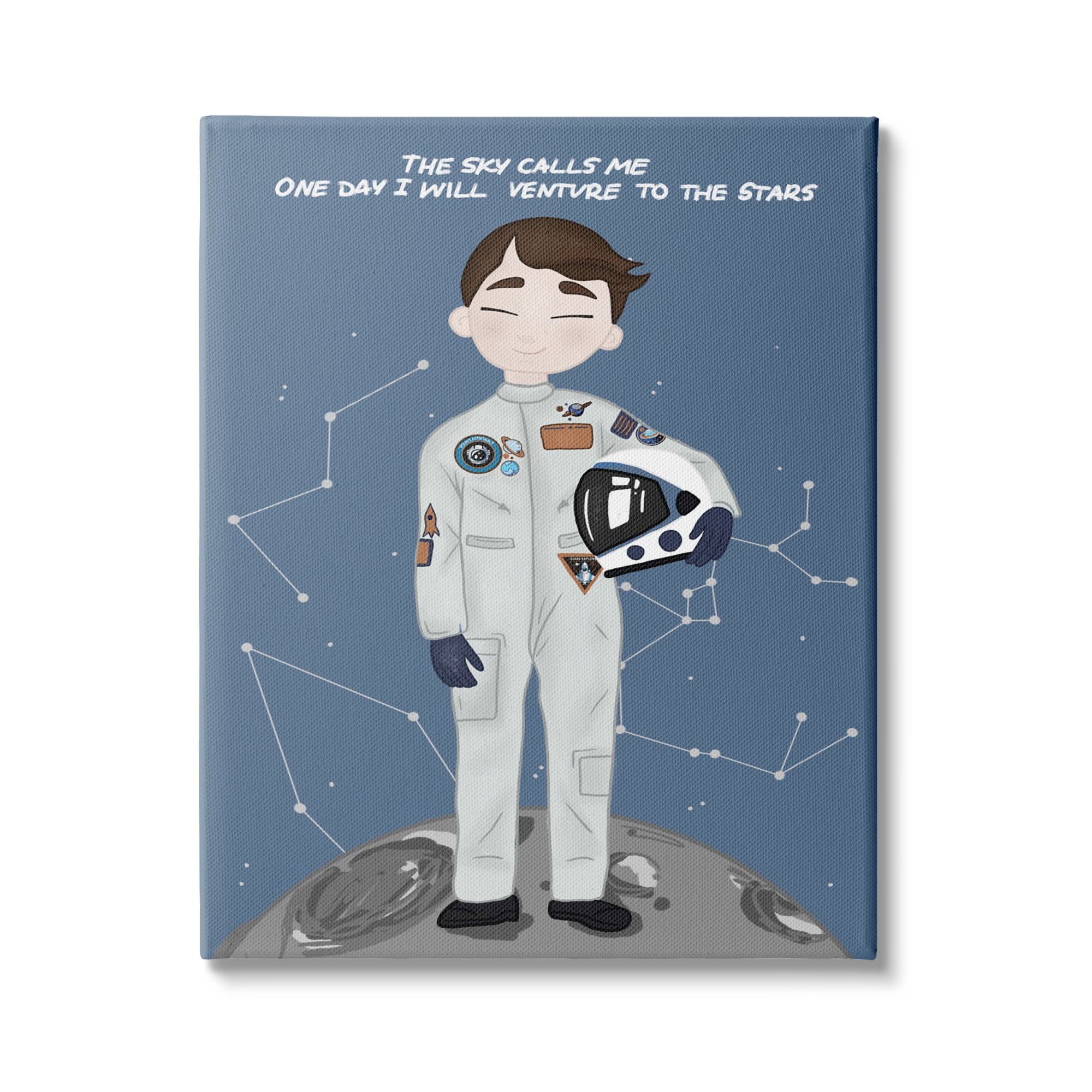 Stupell Industries One Day Venture to Stars Boy Astronaut Moon, 16 x 20,Design by Birch&Ink