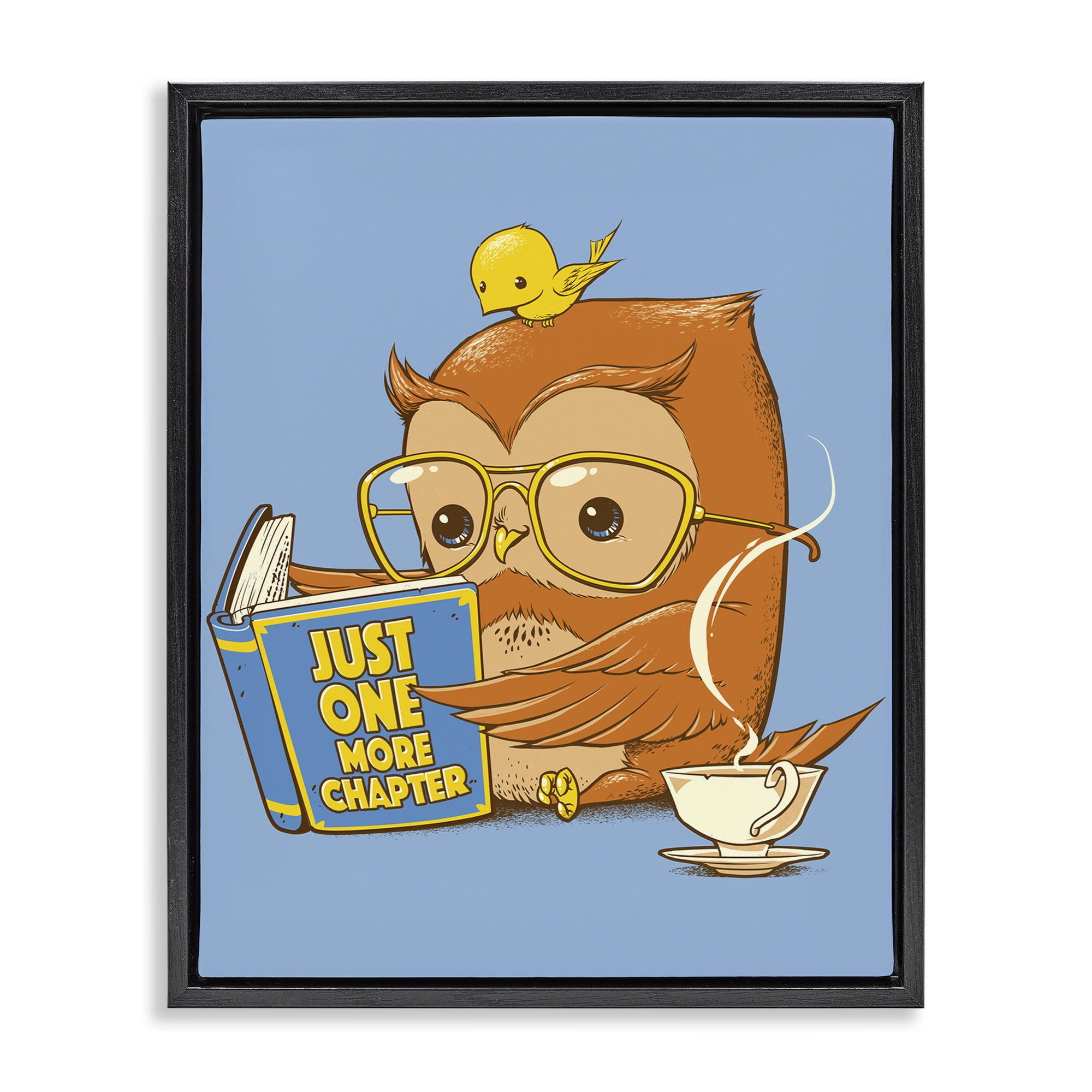 Stupell Industries One More Chapter Owl Black Framed Floater Canvas Wall Art, design by Tobe Fonseca