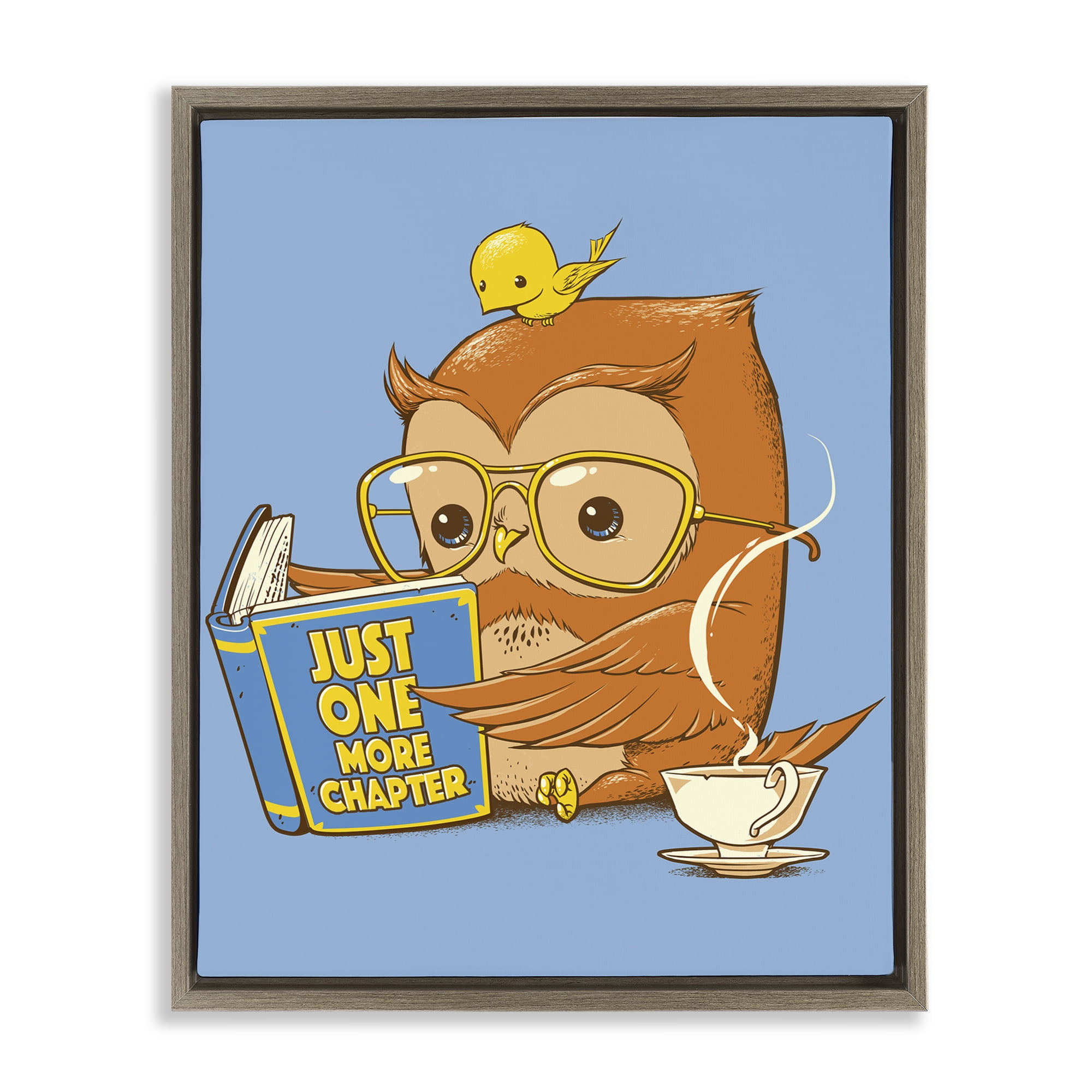 Stupell Industries One More Chapter Owl Brown Framed Floater Canvas Wall Art, design by Tobe Fonseca