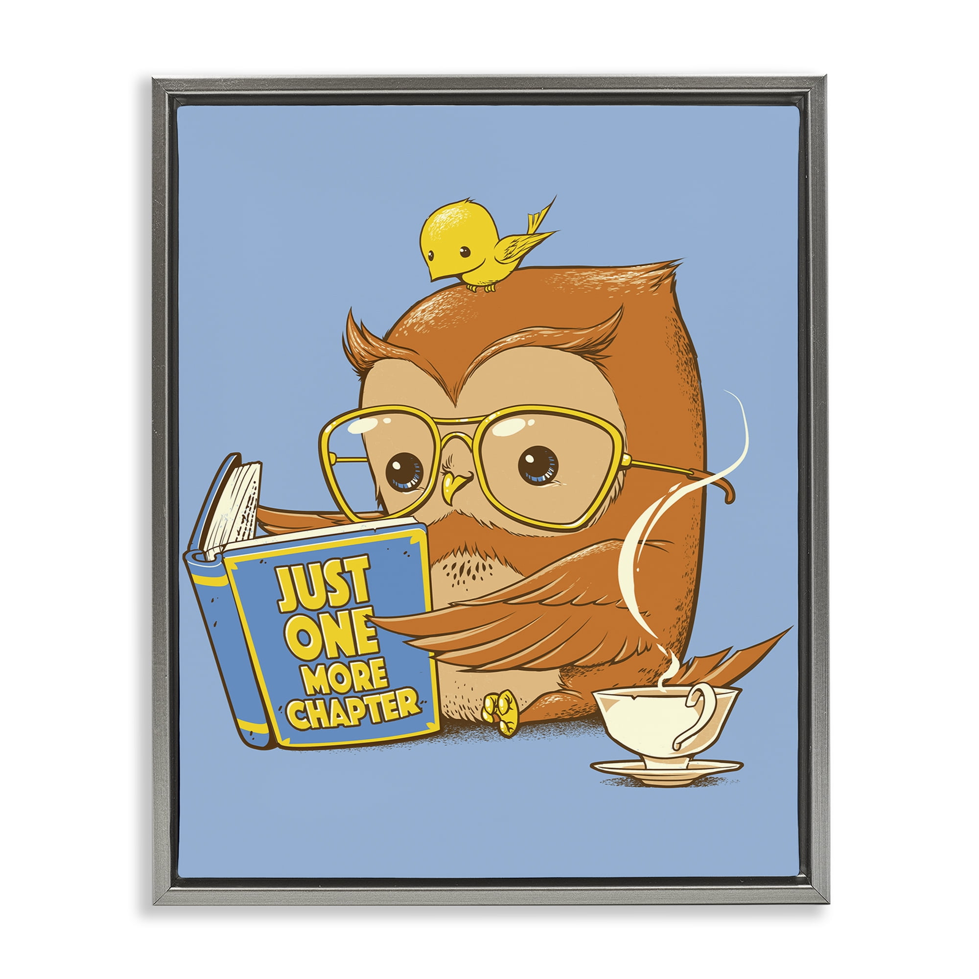 Stupell Industries One More Chapter Owl Gray Framed Floater Canvas Wall Art, design by Tobe Fonseca