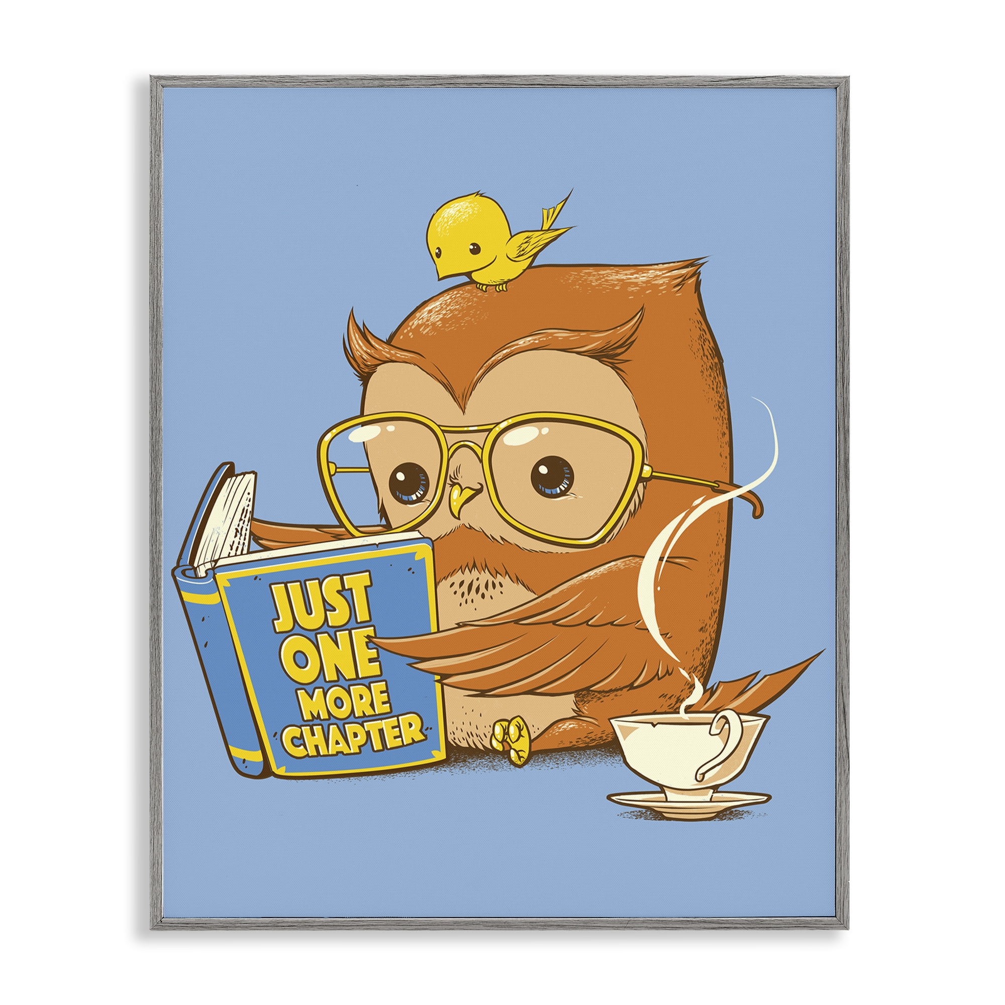 Stupell Industries One More Chapter Owl Gray Framed Giclee Art, design by Tobe Fonseca