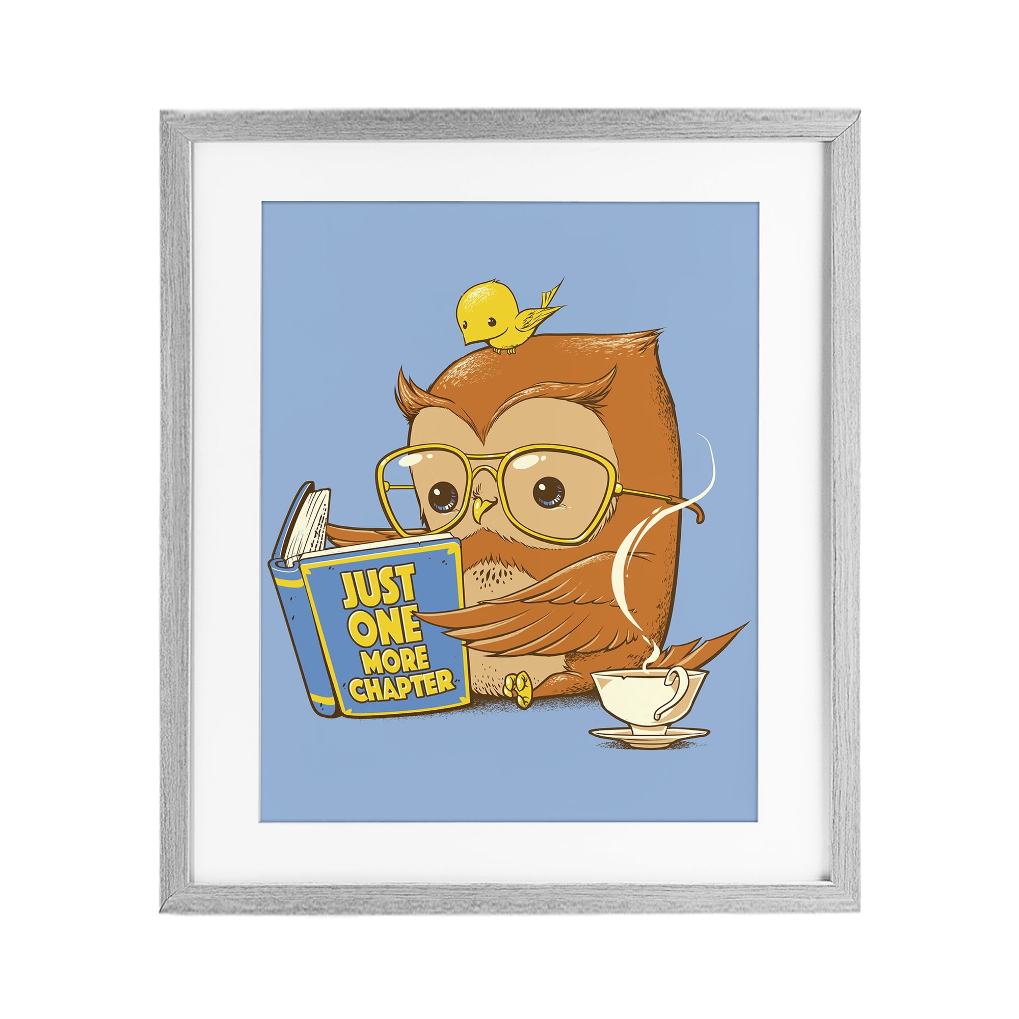 Stupell Industries One More Chapter Owl Gray Framed Print Under Glass, design by Tobe Fonseca