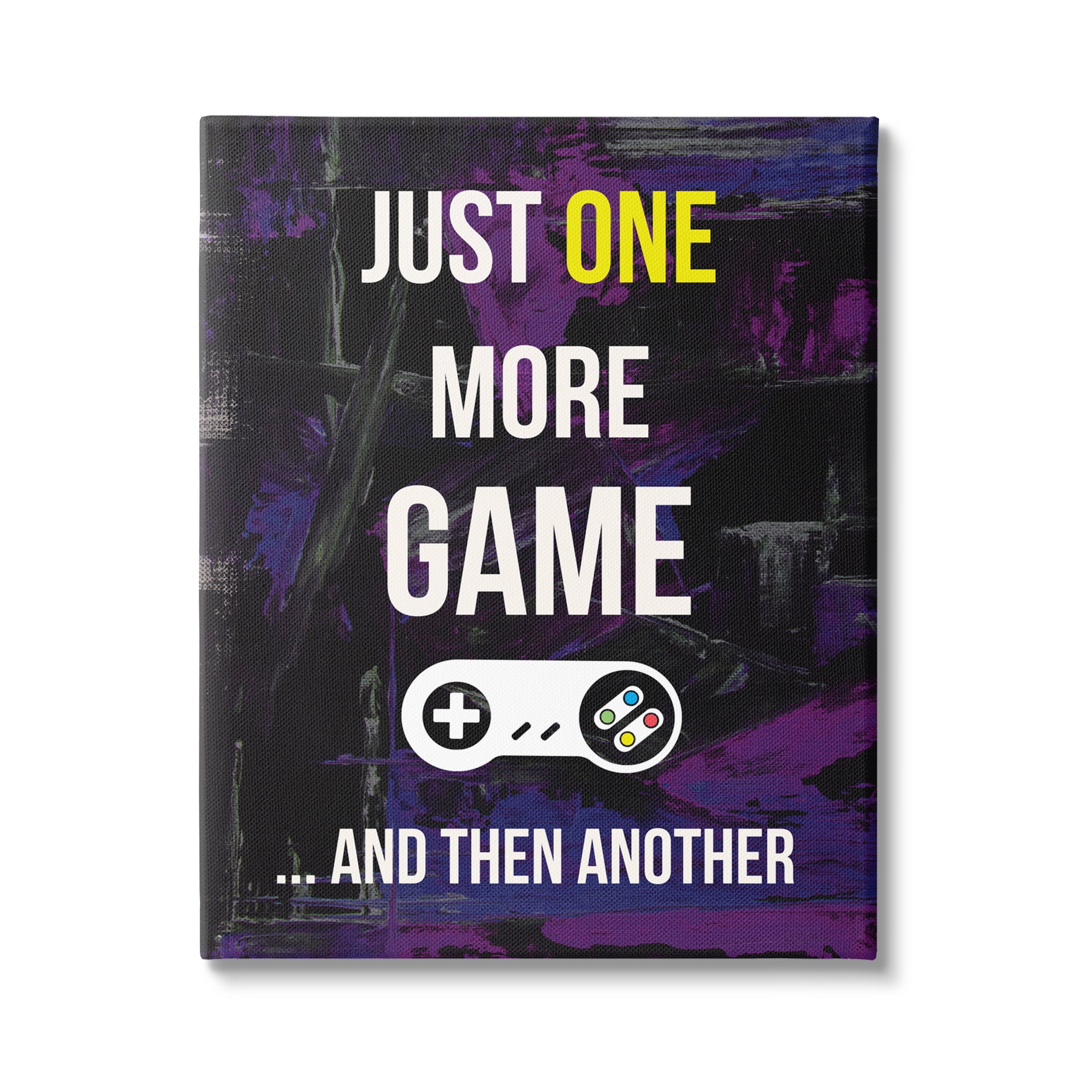 Stupell Industries One More Game Video Gamer Controller Text Sign Graphic Art Gallery Wrapped Canvas Print Wall Art, Design by Annie Warren