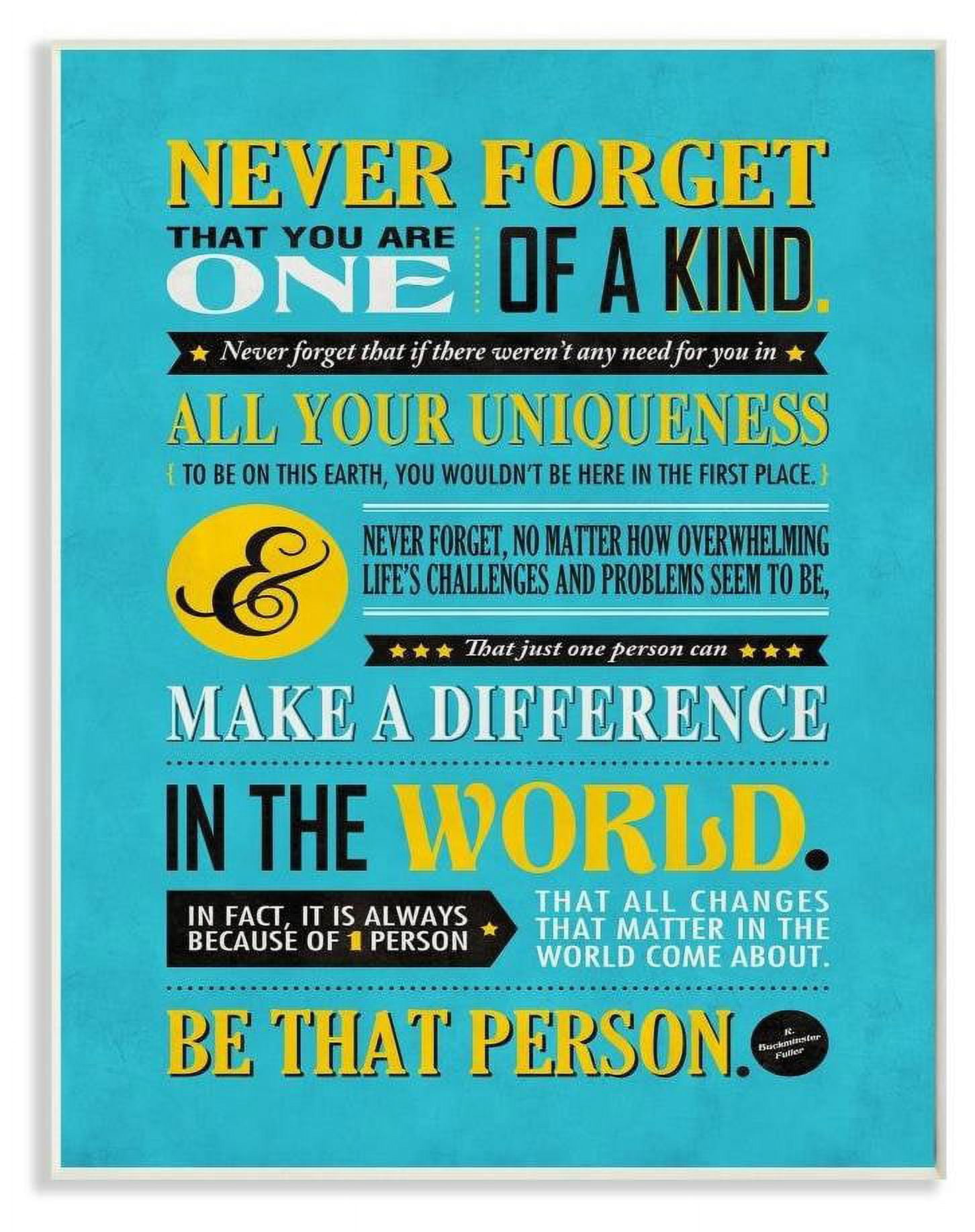 Stupell Industries One Of A Kind Inspirational Yellow Blue Design Wall Plaque by Ester Kay