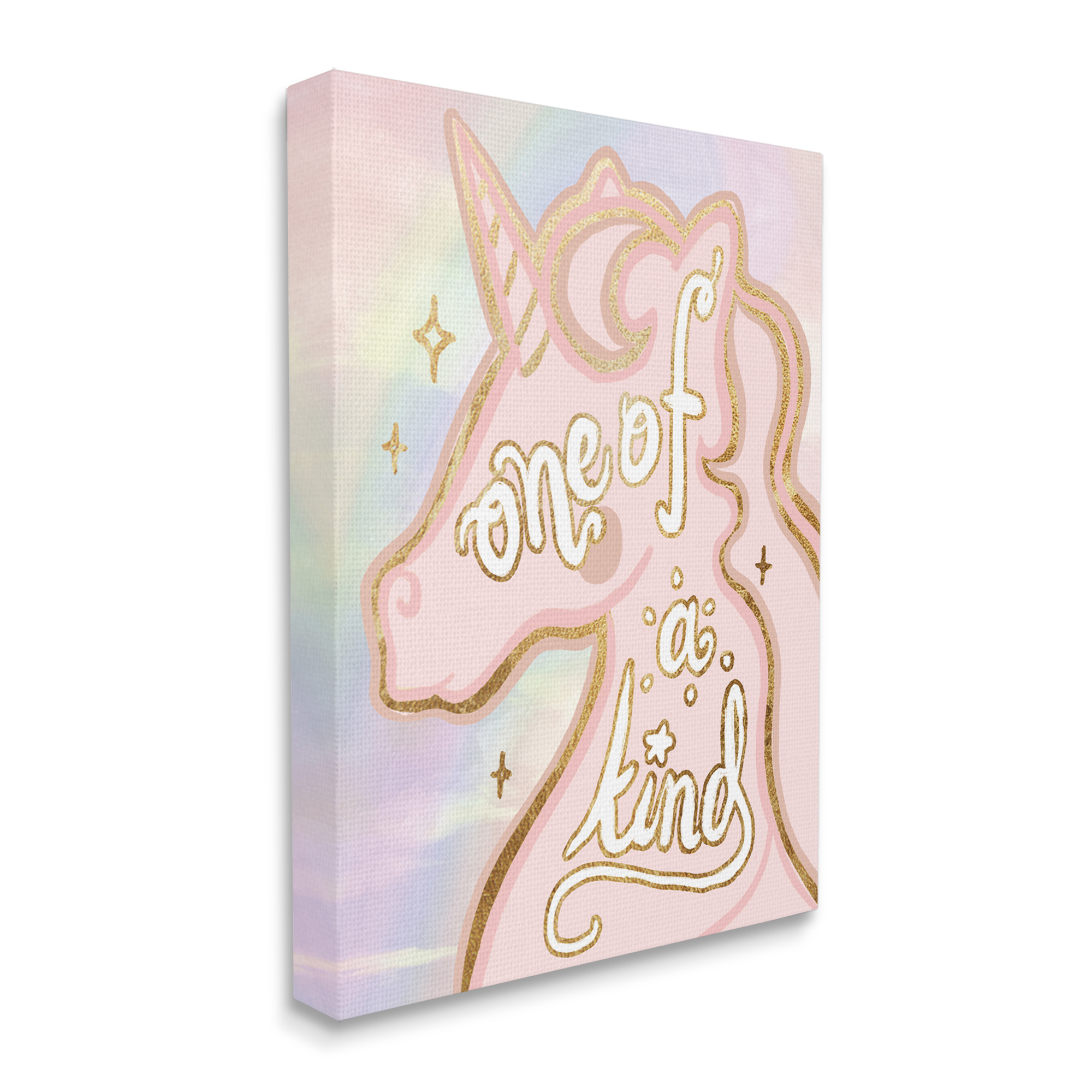 Stupell Industries One Of A Kind Phrase Pink Rainbow Unicorn Fairy Tales & Fantasy Painting Gallery Wrapped Canvas Art Print Wall Art, 30 x 40