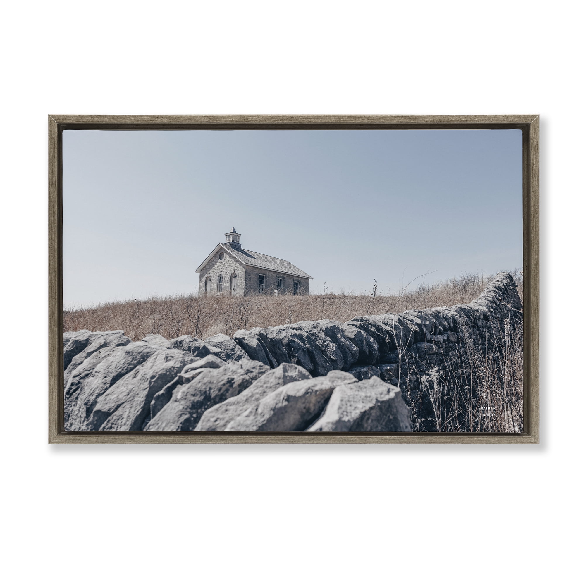Stupell Industries One Room Schoolhouse Brown Framed Floater Canvas Wall Art, design by Nathan Larson