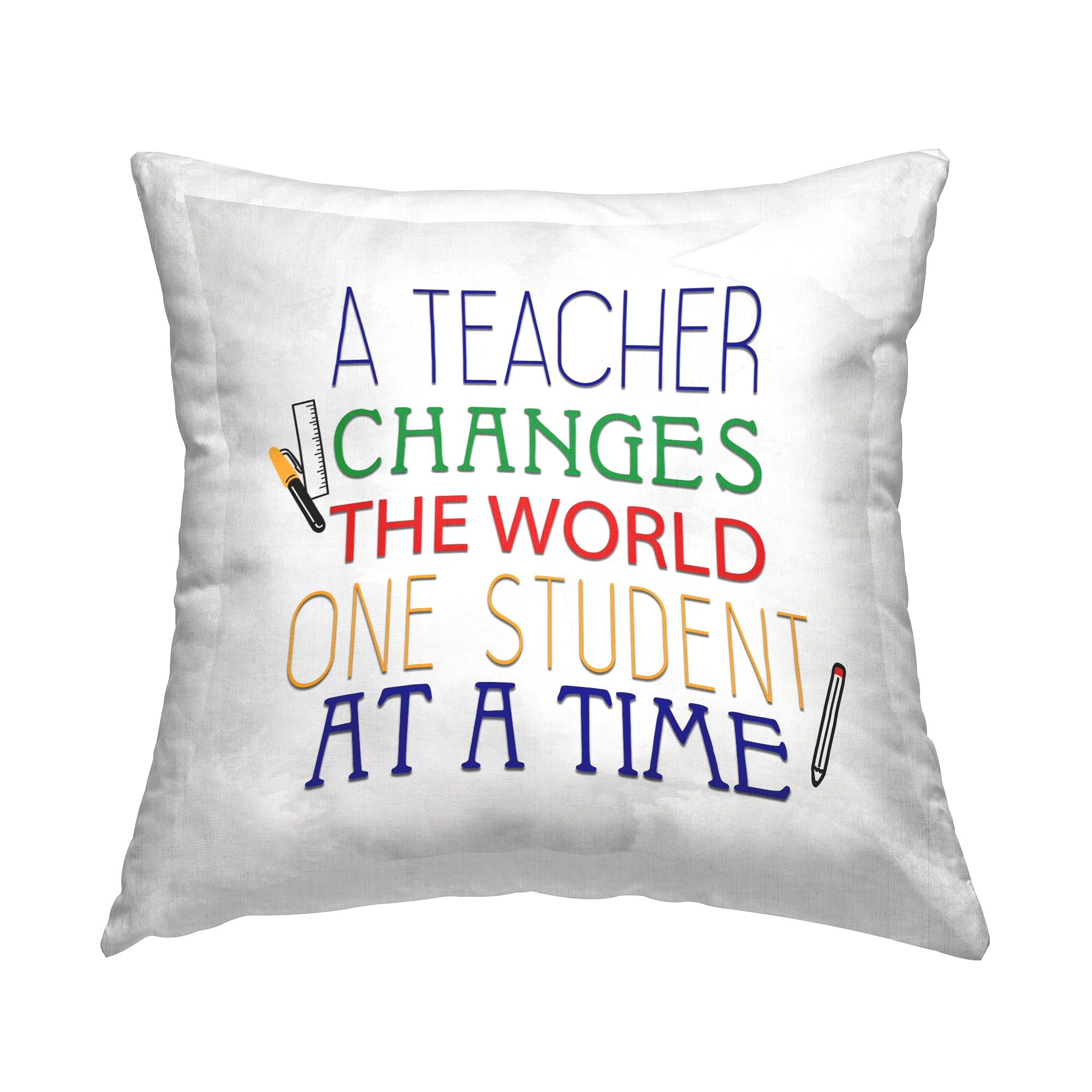 Stupell Industries One Student At A Time Square Decorative Printed Throw Pillow, 18 x 18,