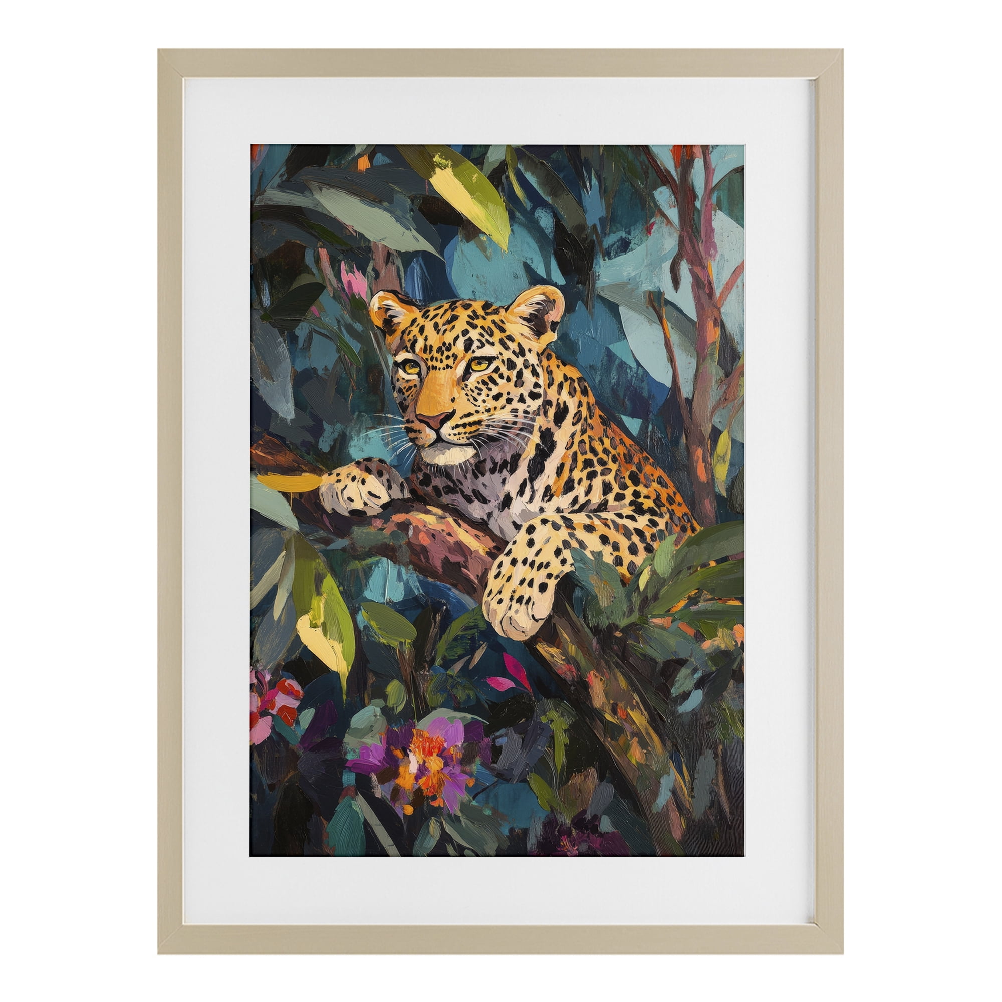 Stupell Industries One The Wild Side Leopard Birch Framed Print Under Glass, design by Petal Prints Design