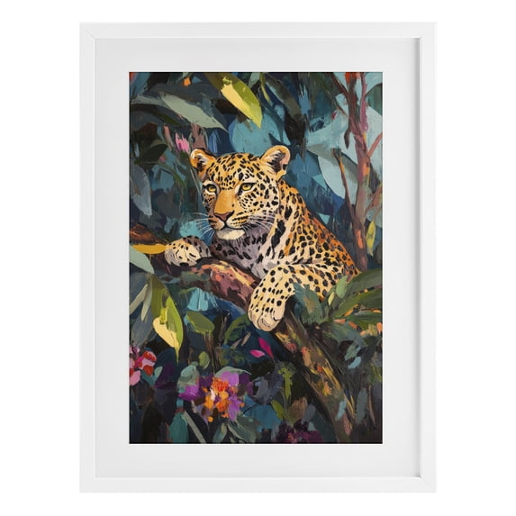 Stupell Industries Bohemian One The Wild Side Leopard White Framed Print Under Glass, 17 x 23, by Petals Prints Design