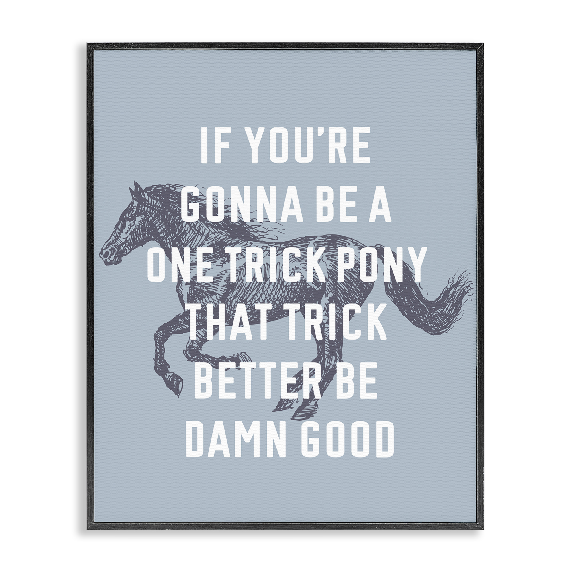 Stupell Industries One Trick Pony Phrase Animals Painting Black Framed Art Print Wall Art, 16 x 20