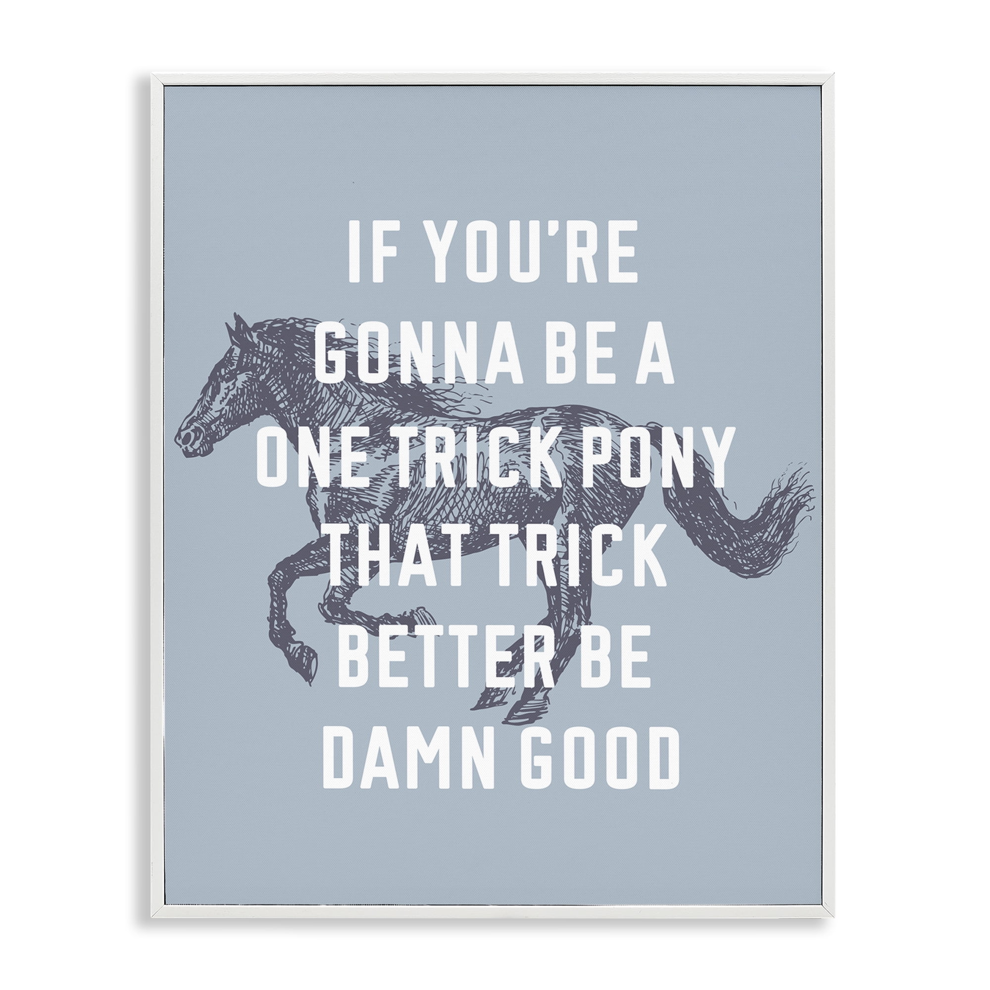 Stupell Industries One Trick Pony Phrase Animals Painting White Framed Art Print Wall Art, 16 x 20