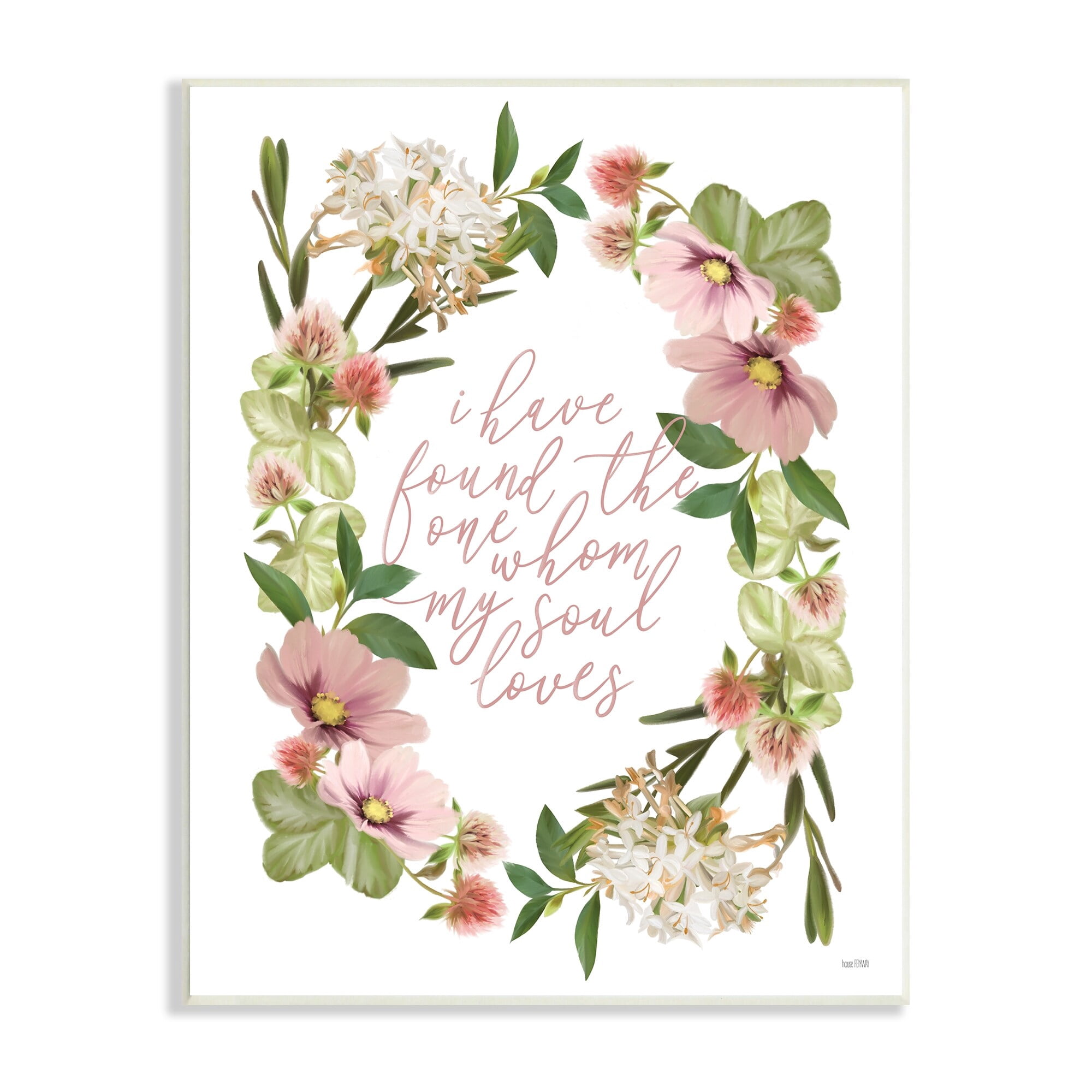 Stupell Industries One Whom My Soul Loves Quote Pink Spring Florals, 10 x 15, Design by House Fenway