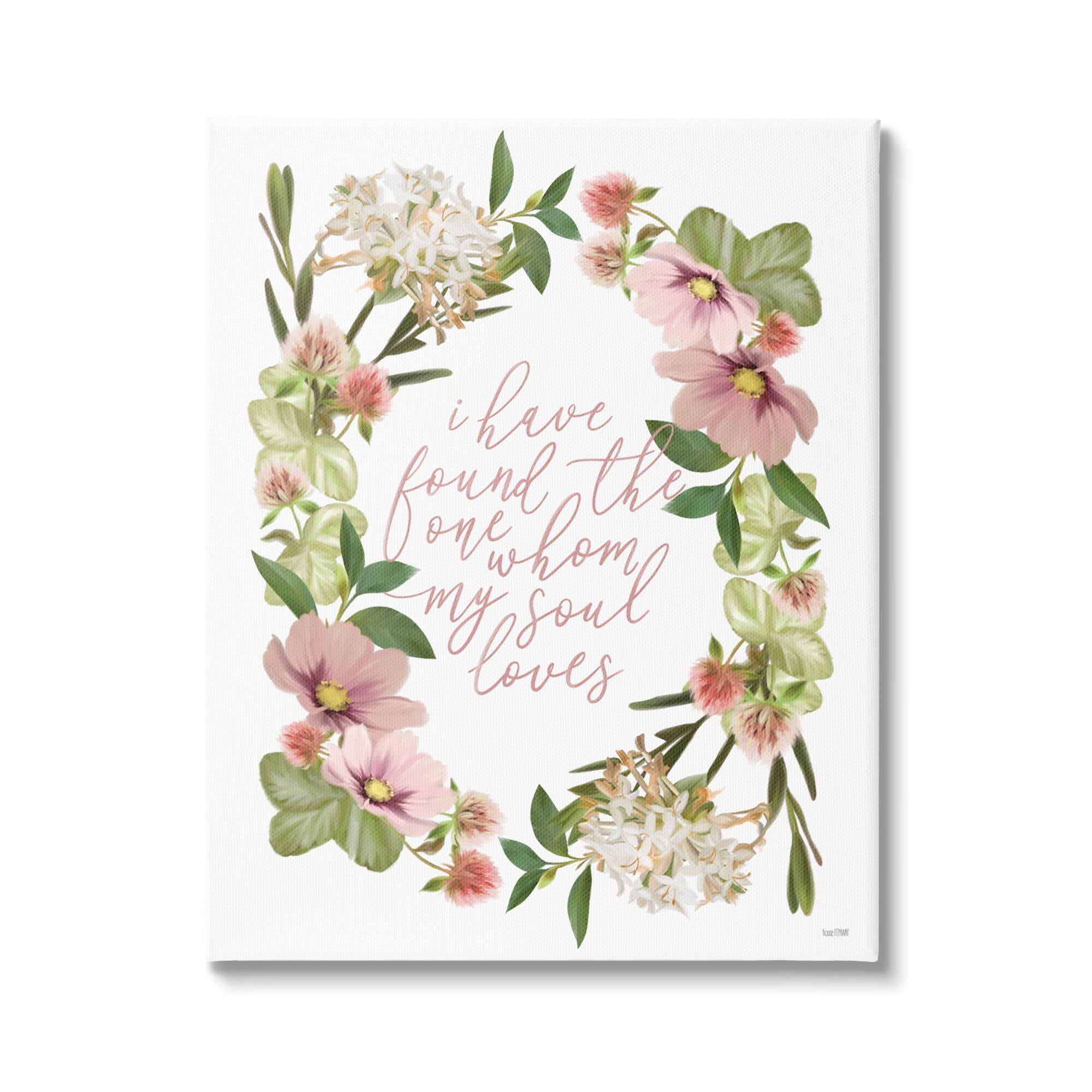 Stupell Industries One Whom My Soul Loves Quote Pink Spring Florals, 16 x 20, Design by House Fenway