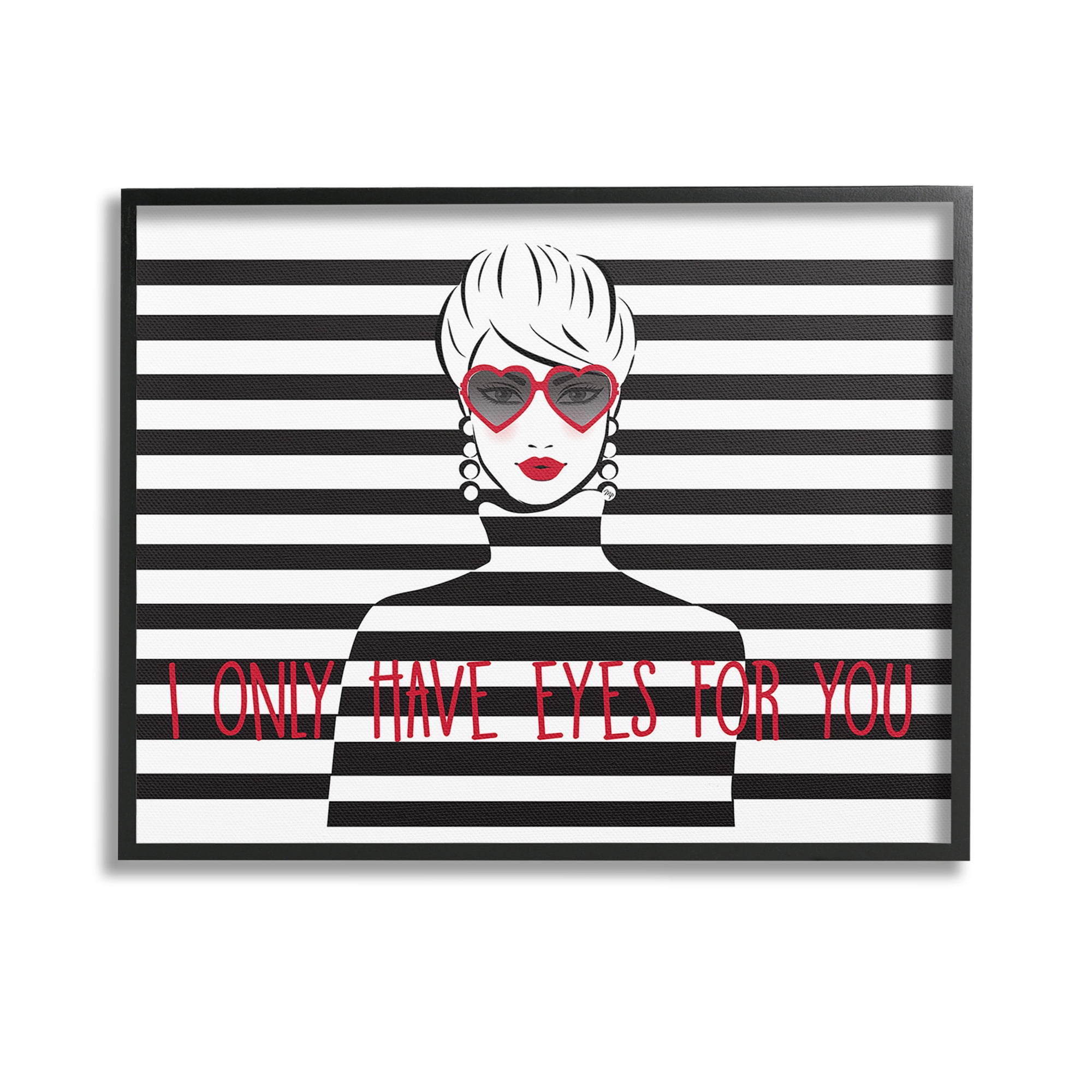 Stupell Industries Only Eyes For You Typography Painting Black Framed Art Print Wall Art, 14 x 11