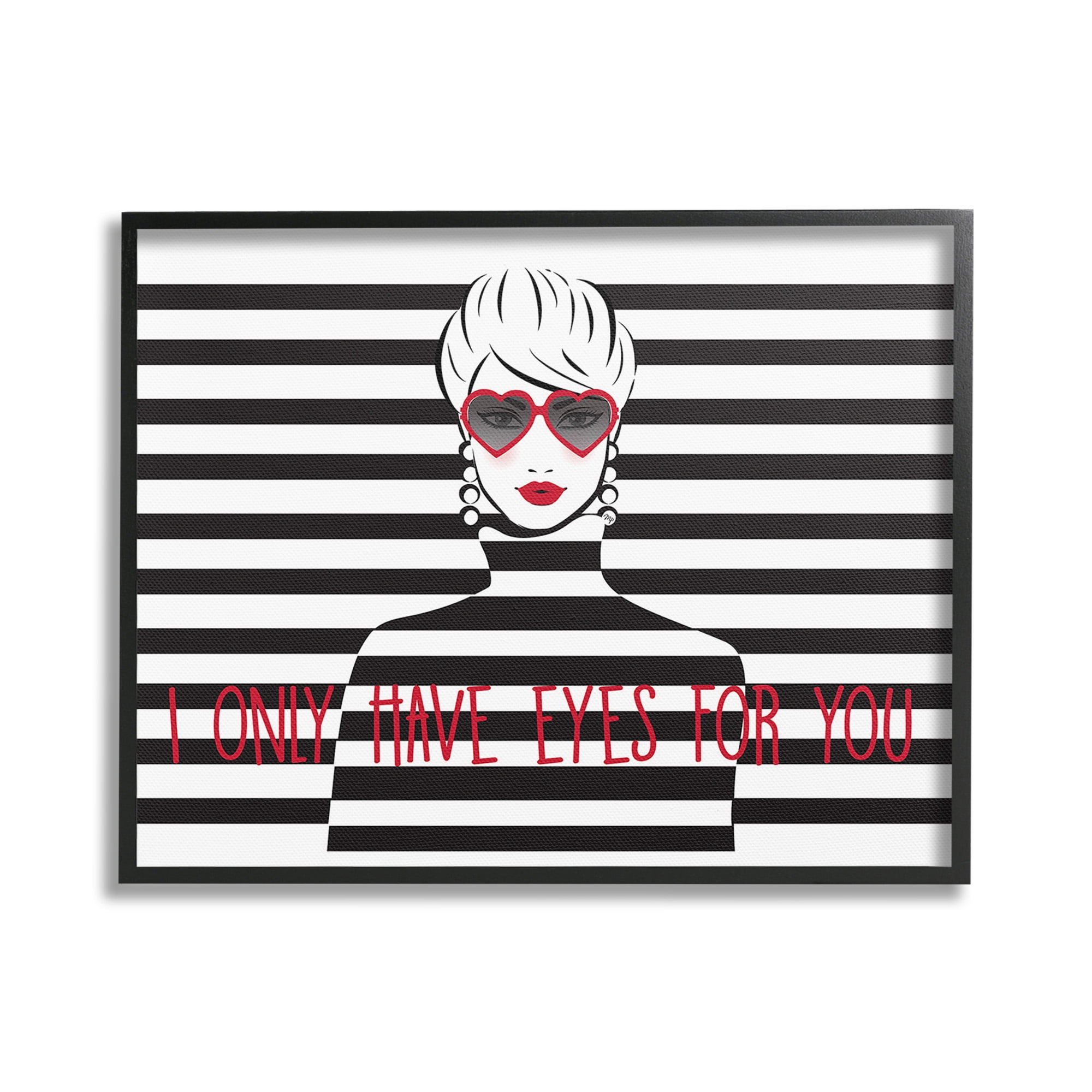 Stupell Industries Only Eyes For You Typography Painting Black Framed Art Print Wall Art, 20 x 16