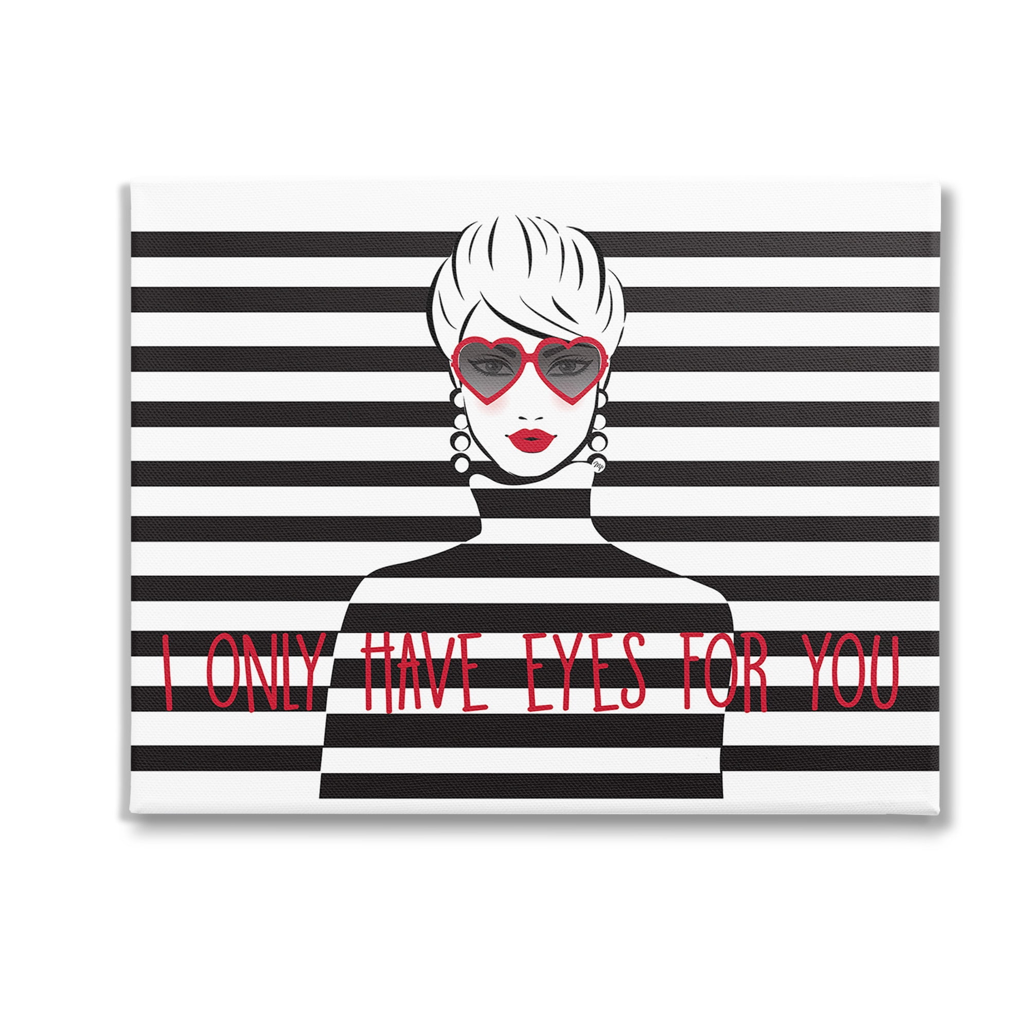 Stupell Industries Only Eyes For You Typography Painting Gallery Wrapped Canvas Art Print Wall Art, 20 x 16