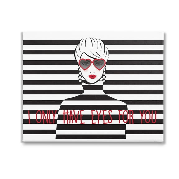Stupell Industries Only Eyes For You Typography Painting Gallery Wrapped Canvas Art Print Wall Art, 20 x 16
