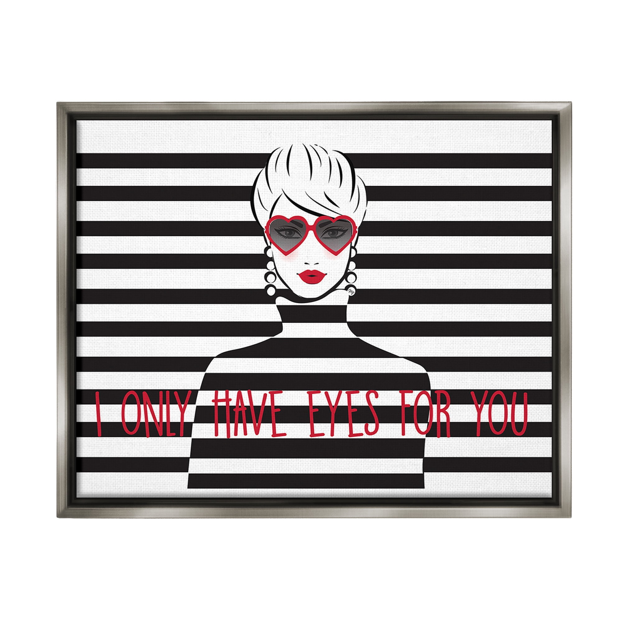 Stupell Industries Only Eyes For You Typography Painting Gray Floater Framed Canvas Art Print Wall Art, 31 x 25