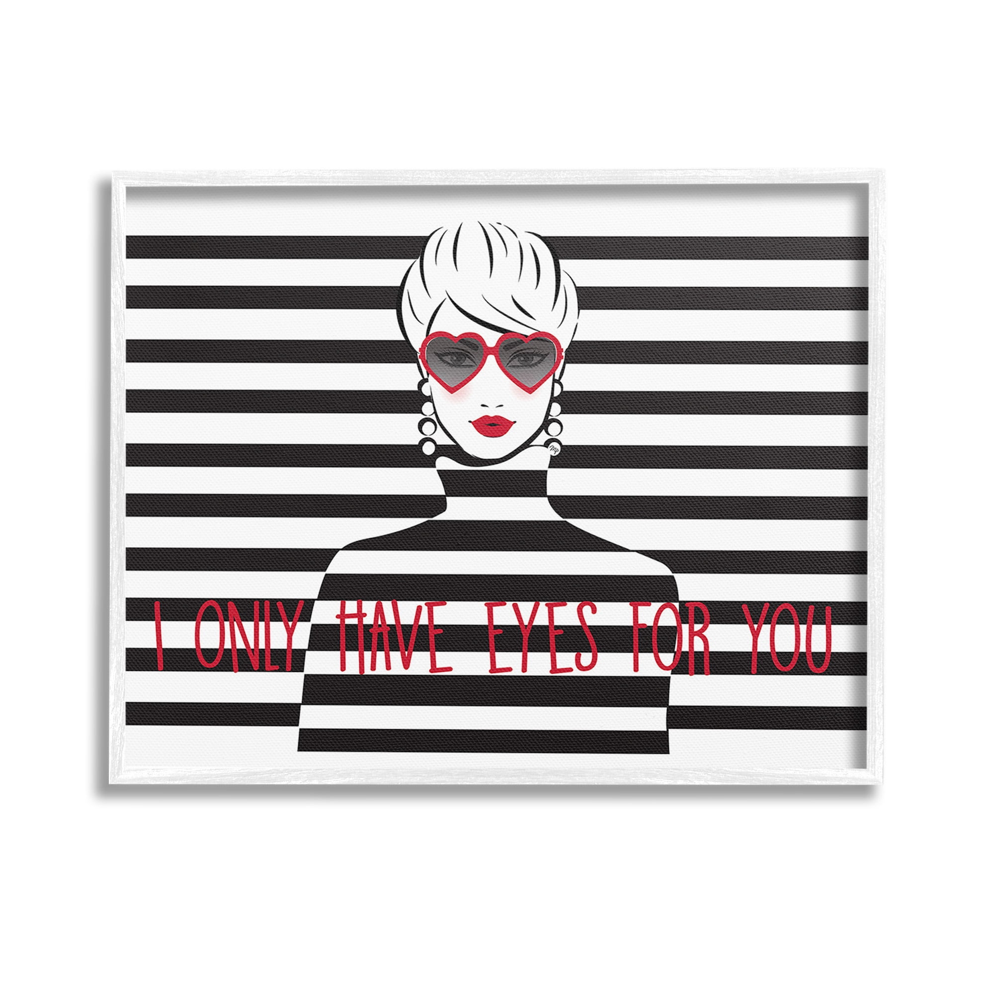 Stupell Industries Only Eyes For You Typography Painting White Framed Art Print Wall Art, 14 x 11
