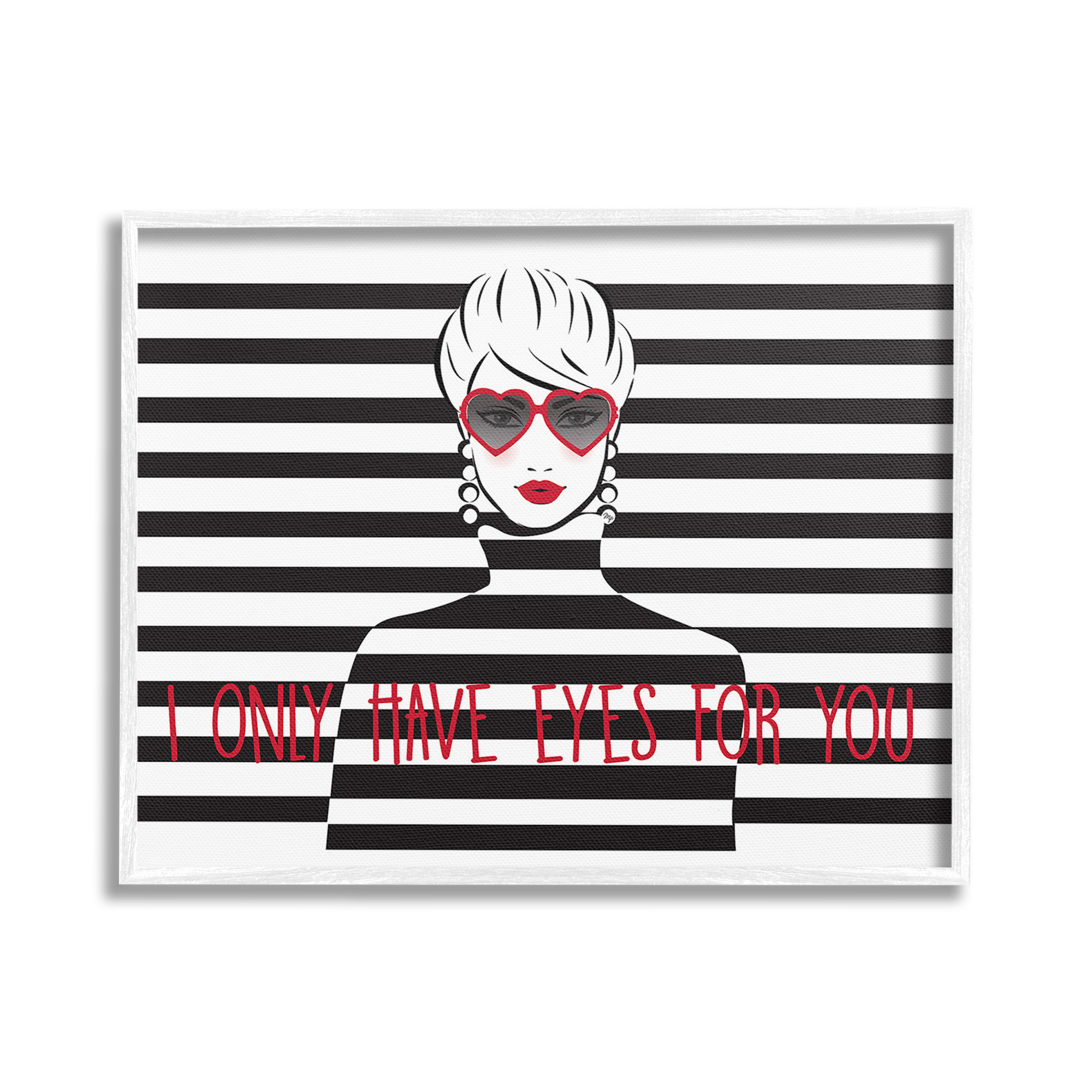 Stupell Industries Only Eyes For You Typography Painting White Framed Art Print Wall Art, 20 x 16