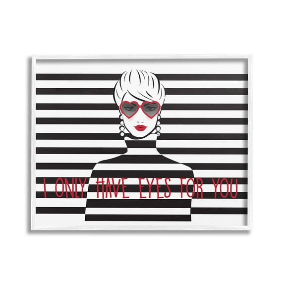 Stupell Industries Only Eyes For You Typography Painting White Framed Art Print Wall Art, 30 x 24