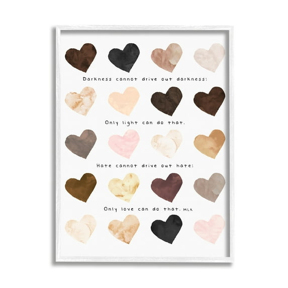 Stupell Industries Only Love Can Famous MLK Phrase Heart Pattern Graphic Art Framed Art Print Wall Art, 24x30, By Erica Billups