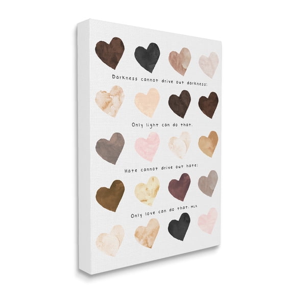 Stupell Industries Only Love Can Famous MLK Phrase Heart Pattern Typography Painting Gallery Wrapped Canvas Art Print Wall Art, 24 x 30