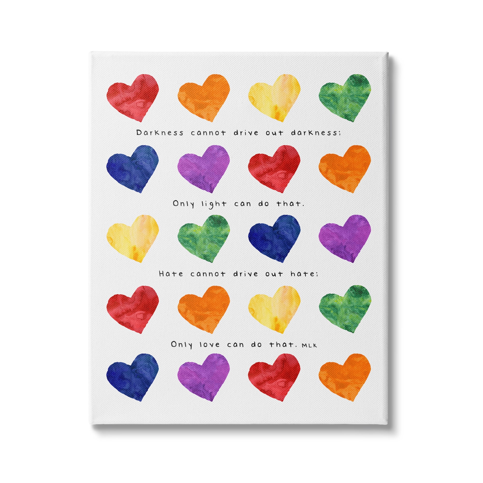 Stupell Industries Only Love Can MLK Quote Children's Diversity Hearts Graphic Art Gallery-Wrapped Canvas Print Wall Art, 36x48, by Erica Billups