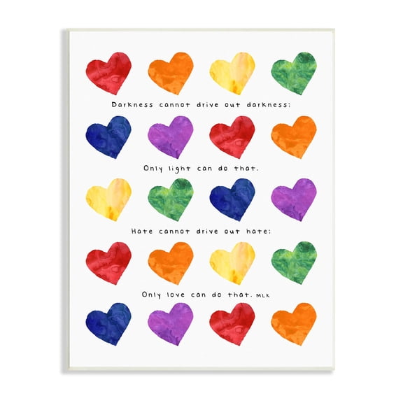 Stupell Industries Only Love Can MLK Quote Children's Diversity Hearts Graphic Art Unframed Art Print Wall Art, 10x15, by Erica Billups