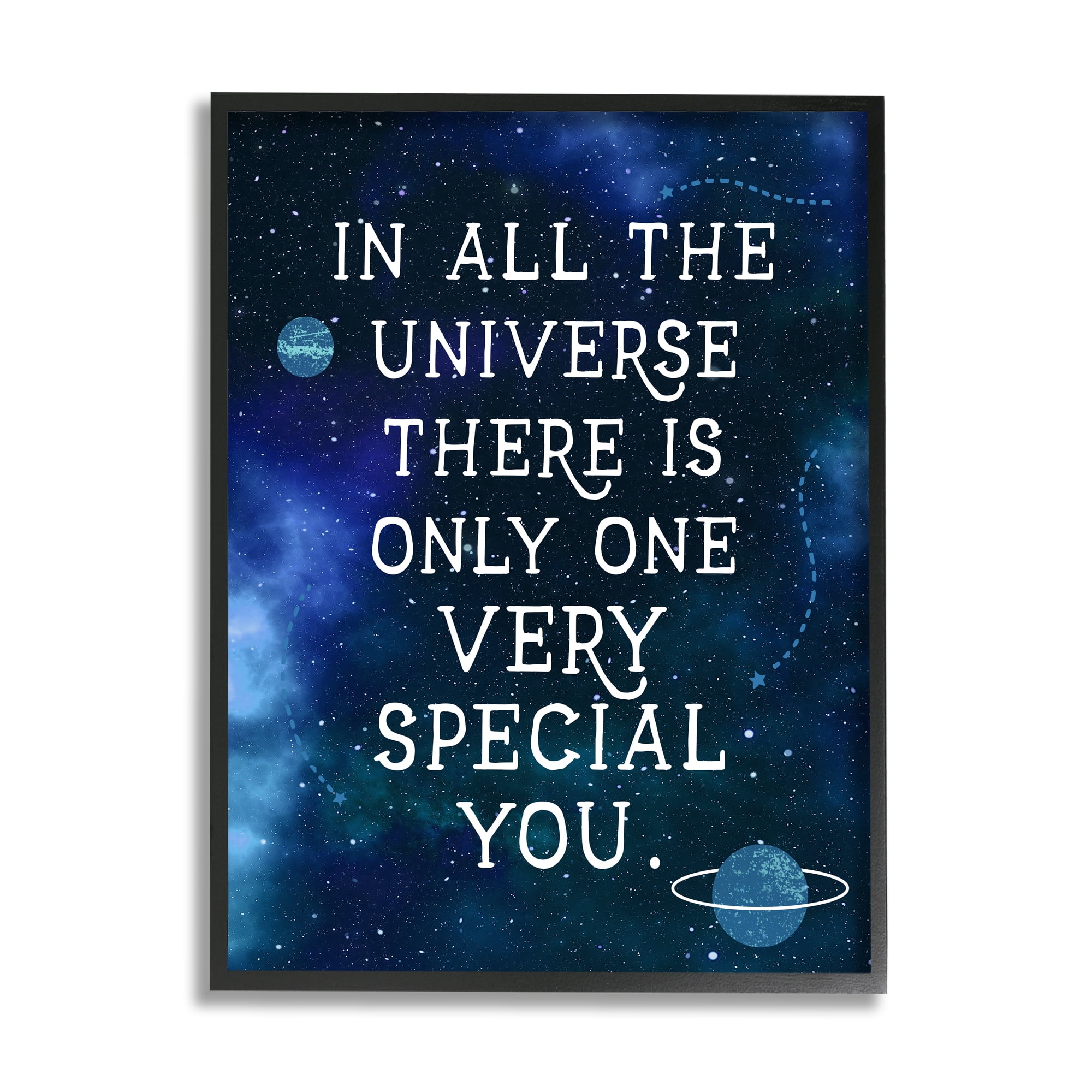Stupell Industries Only One Very Special You Phrase Blue Universe Inspirational Painting Black Framed Art Print Wall Art, 11 x 14