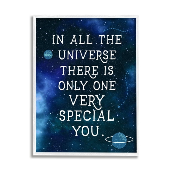 Stupell Industries Only One Very Special You Phrase Blue Universe Inspirational Painting White Framed Art Print Wall Art, 16 x 20