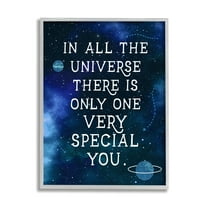 Stupell Industries Only One Very Special you Phrase Blue Universe Kids Painting Gray framed Art Print Wall Art, 24 x 30, Design by Daphne Polselli