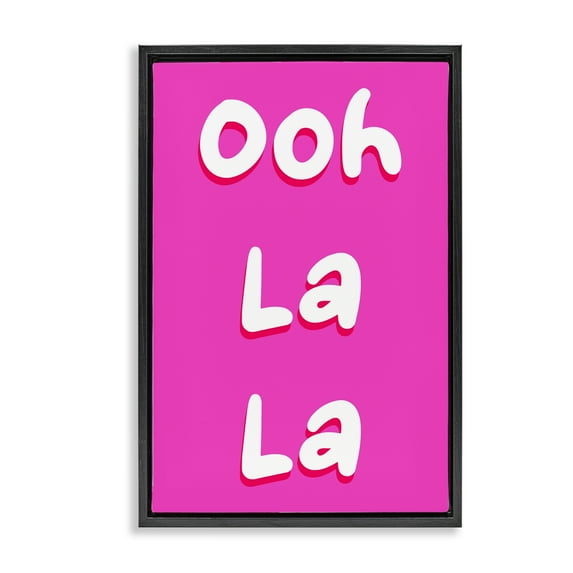 Stupell Industries Ooh La La Bright Pink Black Framed Floater Canvas Wall Art design by Pooja Dave, 25 x 17