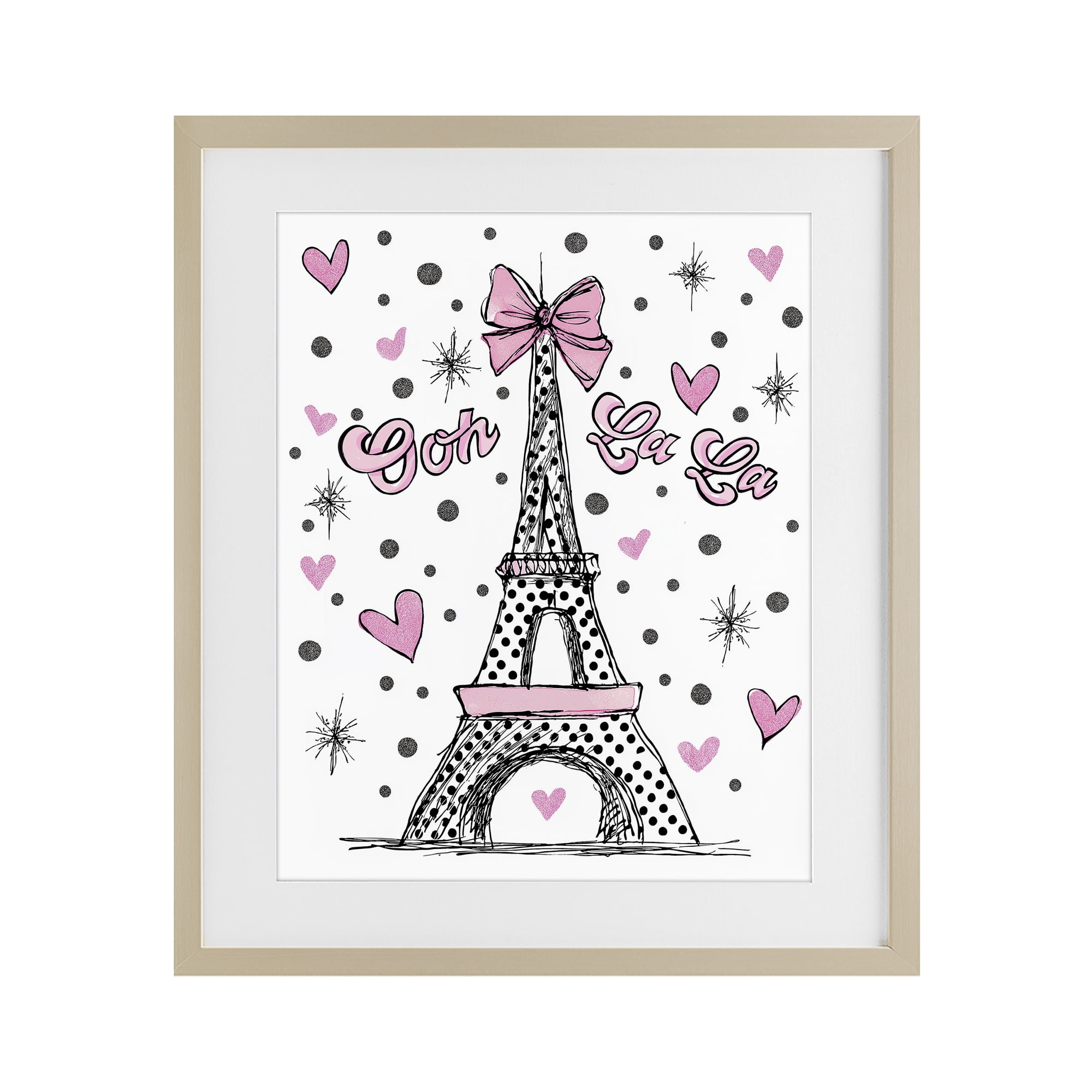 Stupell Industries Ooh La La Polka Dots Eiffel Birch Framed Print Under Glass, design by Jess Stempel