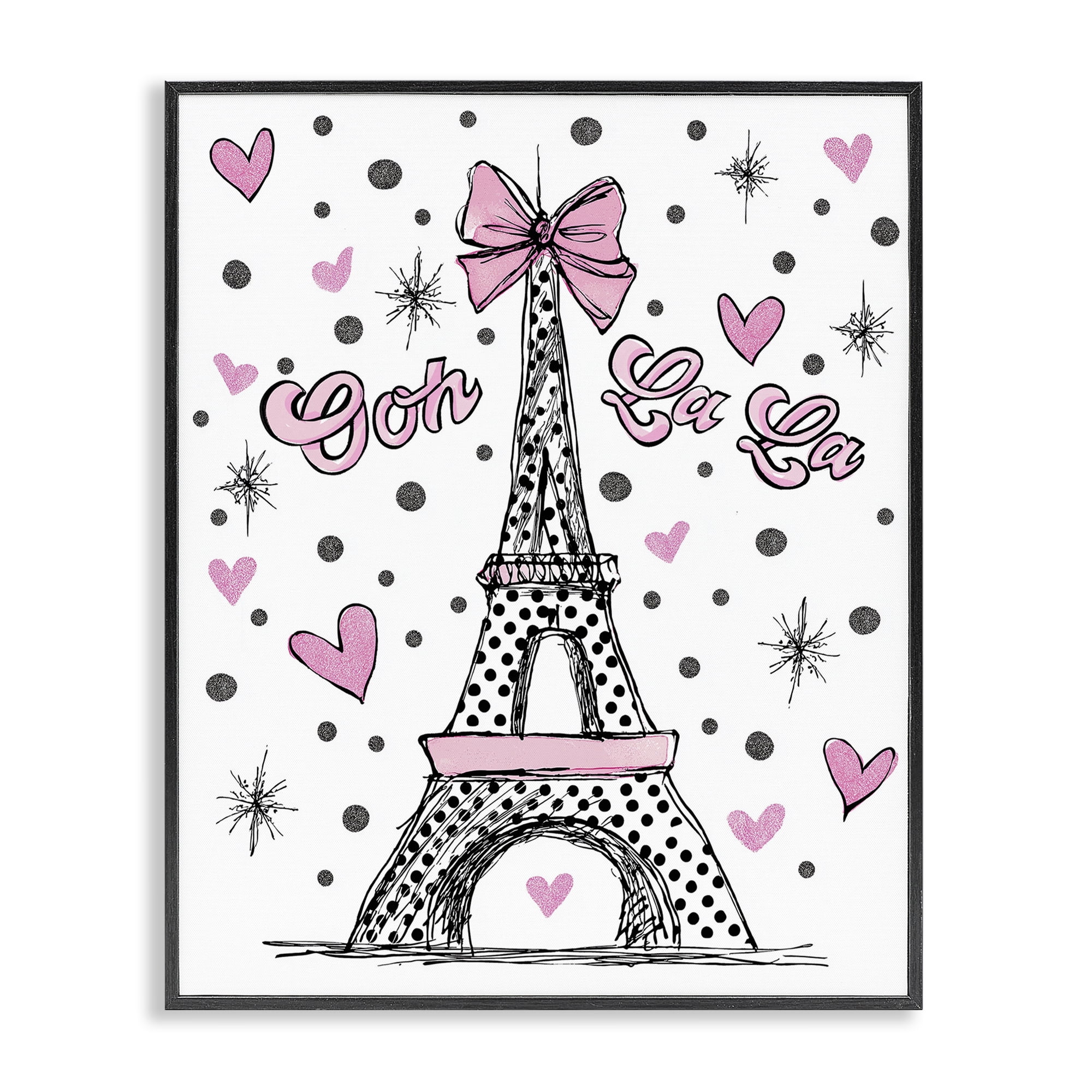 Stupell Industries Ooh La La Polka Dots Eiffel Black Framed Giclee Art, design by Jess Stempel