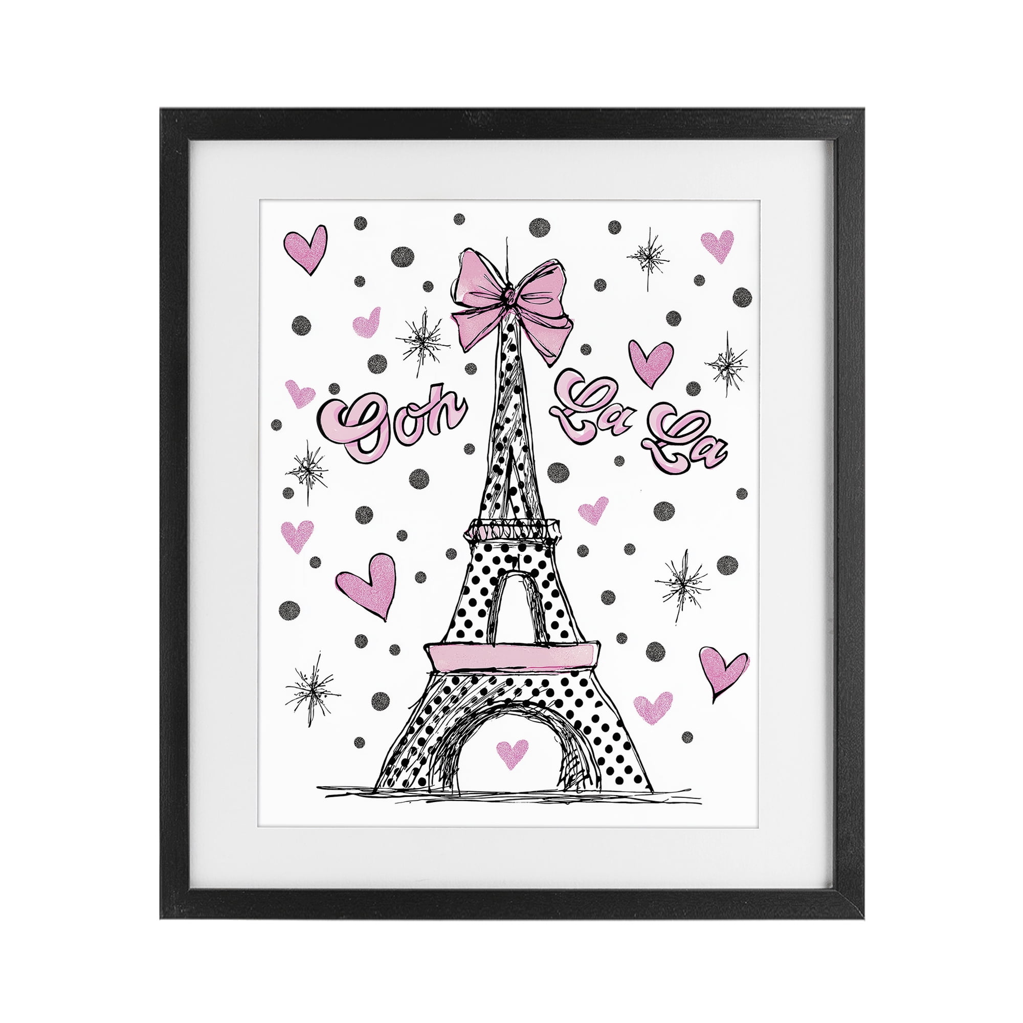Stupell Industries Ooh La La Polka Dots Eiffel Black Framed Print Under Glass, design by Jess Stempel