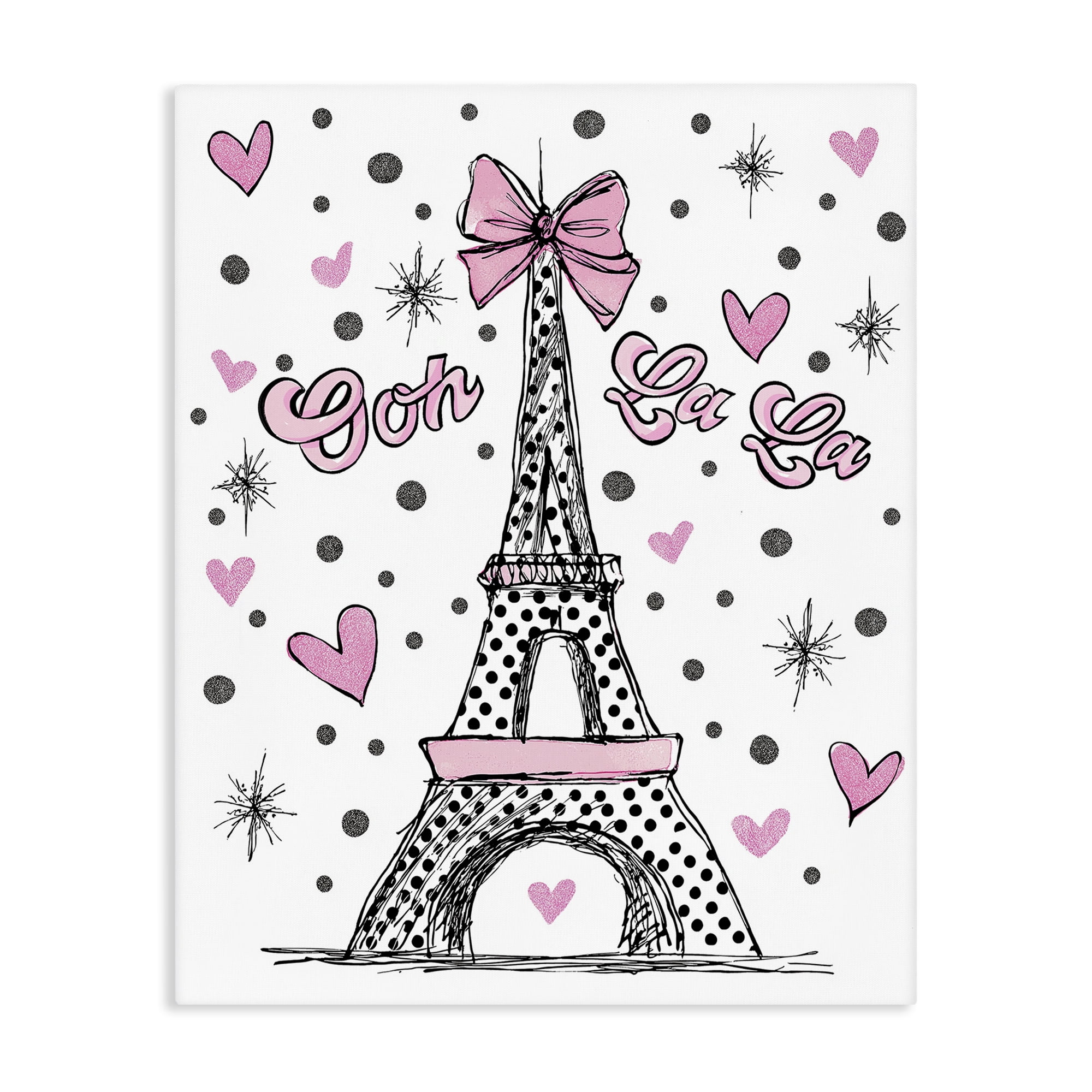 Stupell Industries Ooh La La Polka Dots Eiffel Canvas Wall Art, design by Jess Stempel